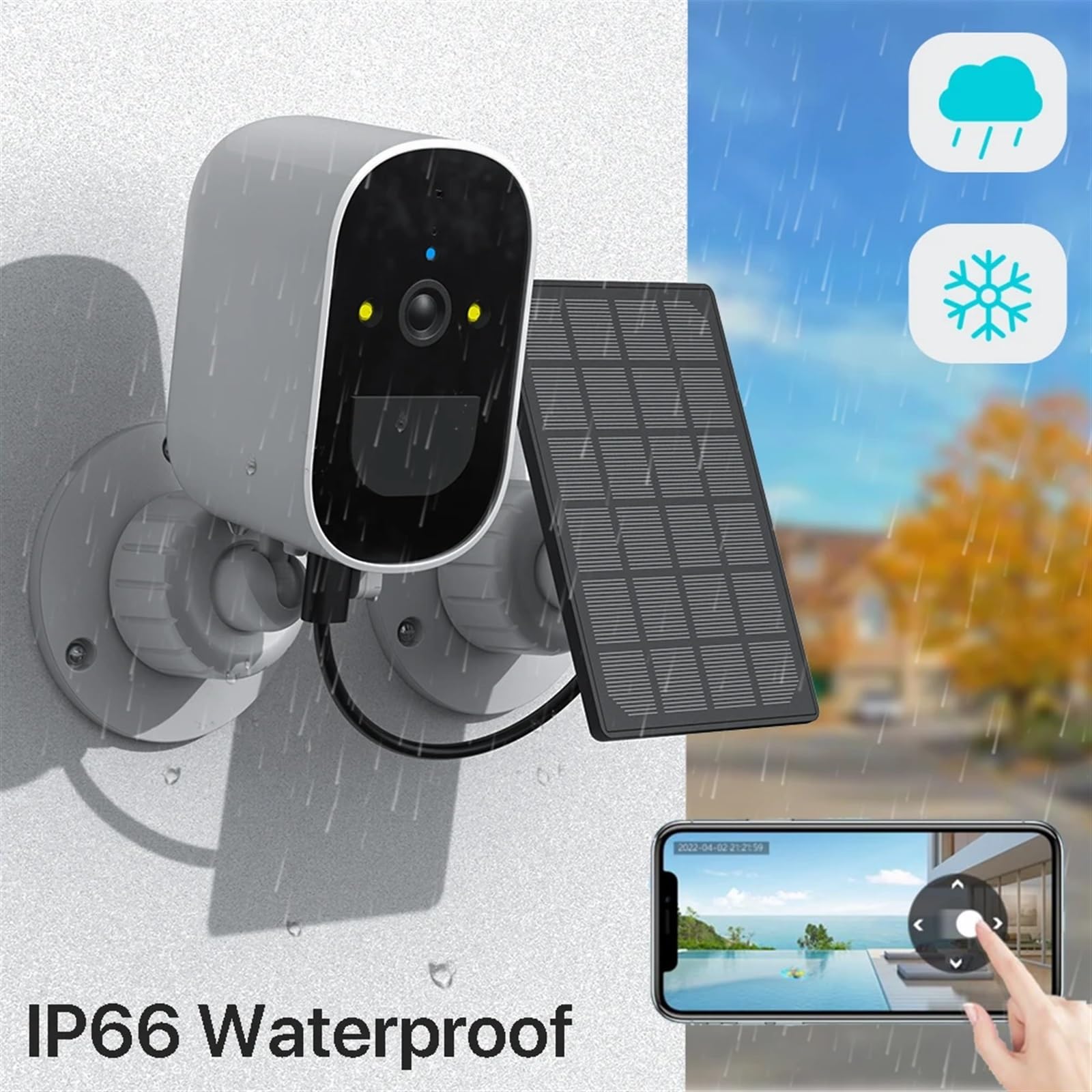 Solar Powered Wireless Outdoor Security Camera - 1080P HD CCTV Video Surveillance with PIR Human Detection, Battery Operated for Home & Business Security (Includes 64GB Storage) | Ideal for Backyard, Garage & Property Monitoring