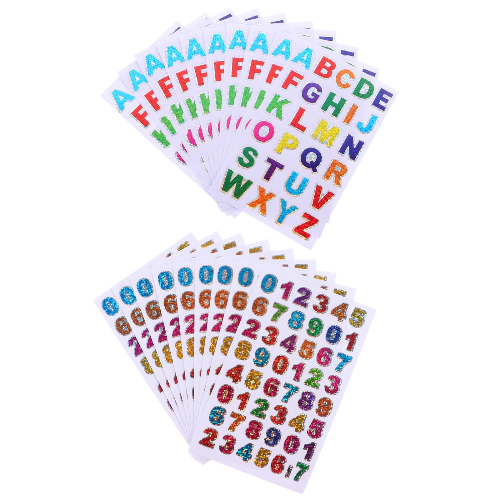 EXCEART 80 Sheets Colorful Alphabet & Number Stickers - Glitter Letter Wall Decals for DIY Card Making, Scrapbooking, Kids Crafts - Perfect for Home Decor, School Projects & Party Decorations