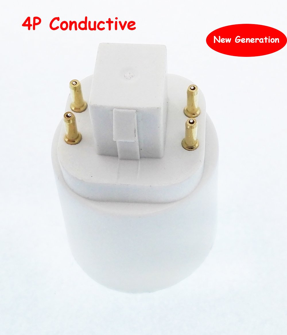 12-Pack E-Simpo 4Pin CFL GX24Q to E26/E27 Medium Screw LED Bulb Socket Adapter - Ballast Bypass Required for LED Conversion - Perfect for Home, Office & Commercial Lighting Upgrades
