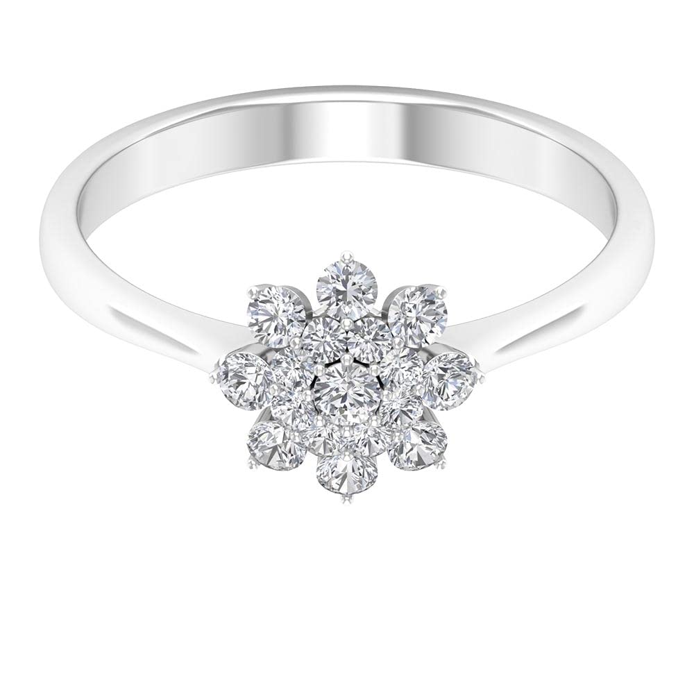 1/2 CT Diamond Engagement Ring for Women - 14K Solid Gold Floral Cluster Wedding Band, Elegant Bridal Jewelry for Proposals, Anniversaries & Special Occasions