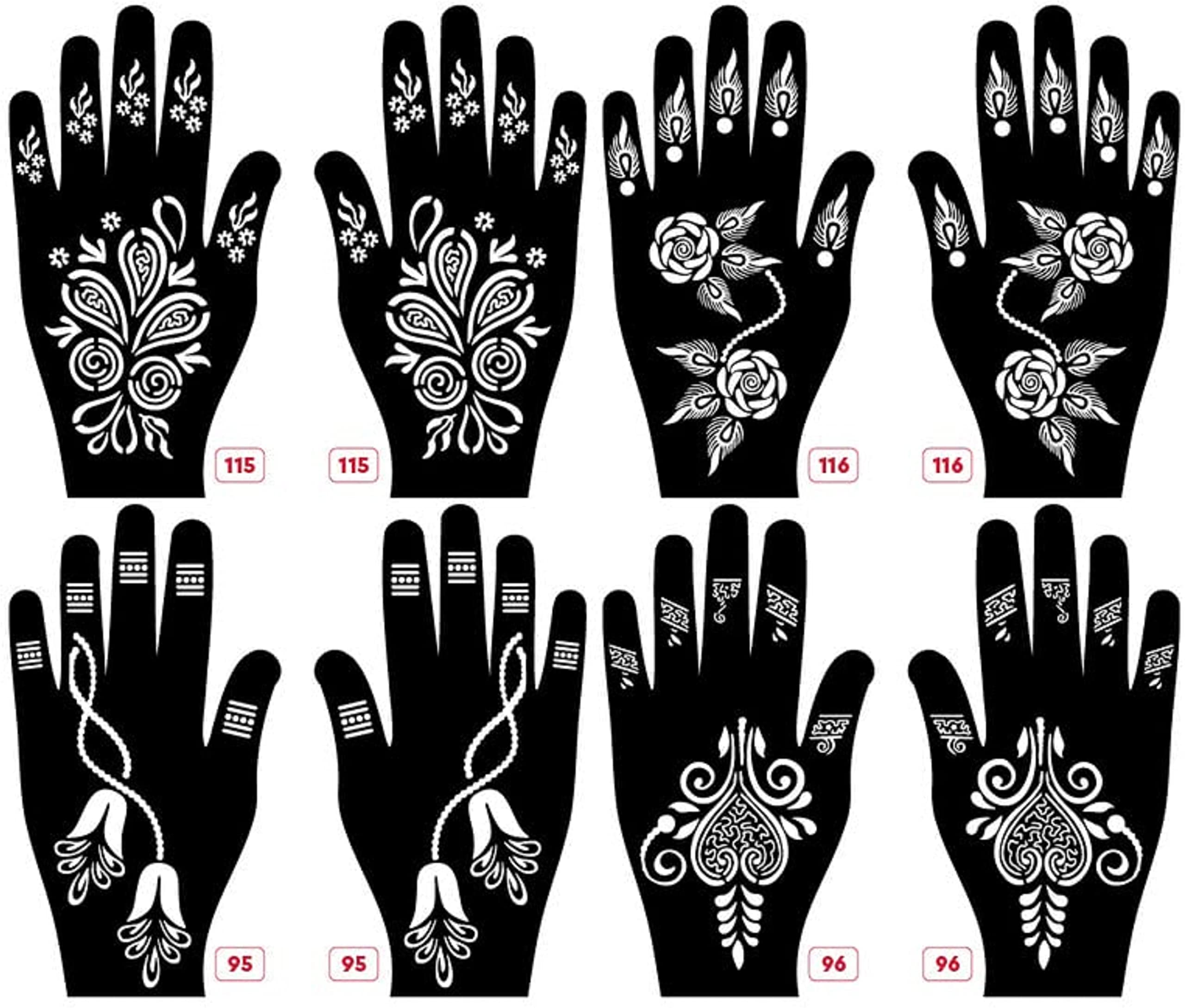 KICKWIX Henna Mehndi Tattoo Stencils Kit - Easy DIY Temporary Body Art Stickers for Women, Girls & Kids (DS1341) - Perfect for Parties, Weddings & Festivals