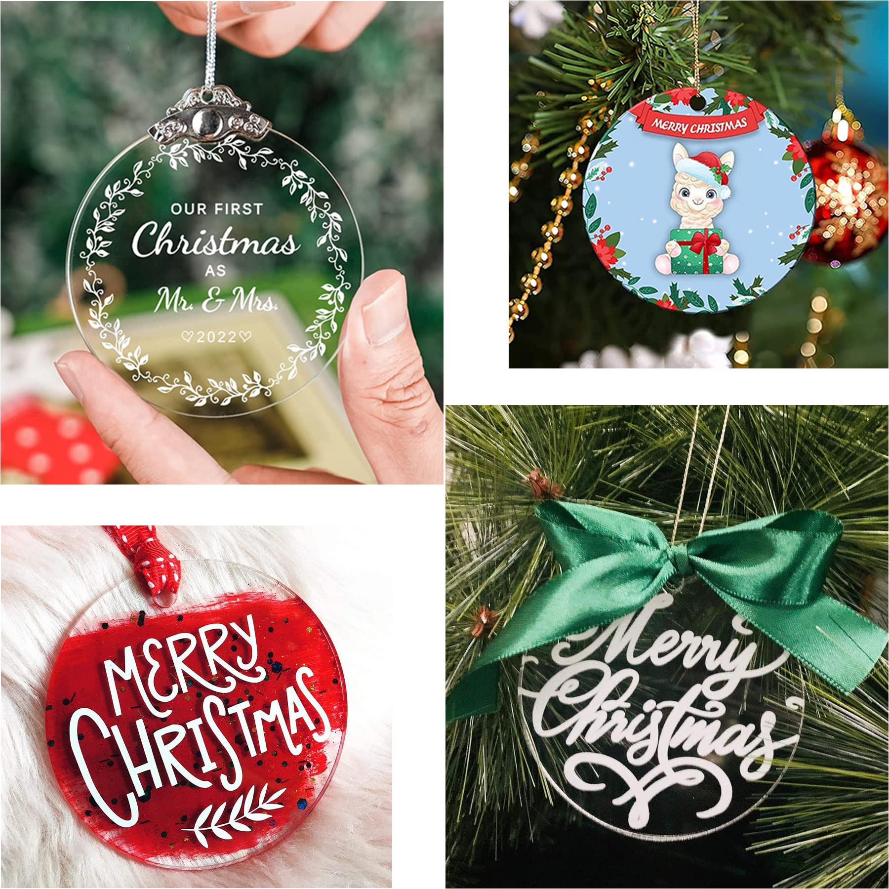 4 Pcs 3 Inch Christmas Round Ornament Resin Molds - Shiny Silicone Casting Molds for DIY Holiday Crafts, Christmas Tree Decorations, and Handmade Gift Making