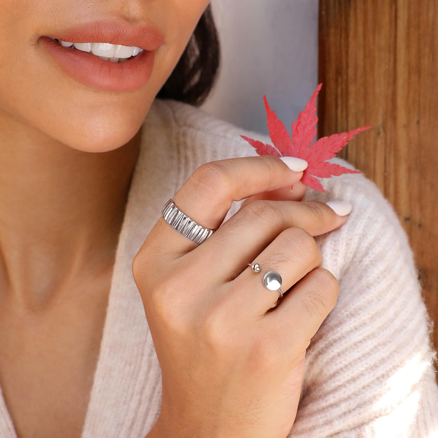 Meissa Sterling Silver Thumb Rings for Women - Adjustable Open Wrap Ring, Dainty Gold Band Statement Jewelry - Perfect for Everyday Wear, Gift Giving & Special Occasions