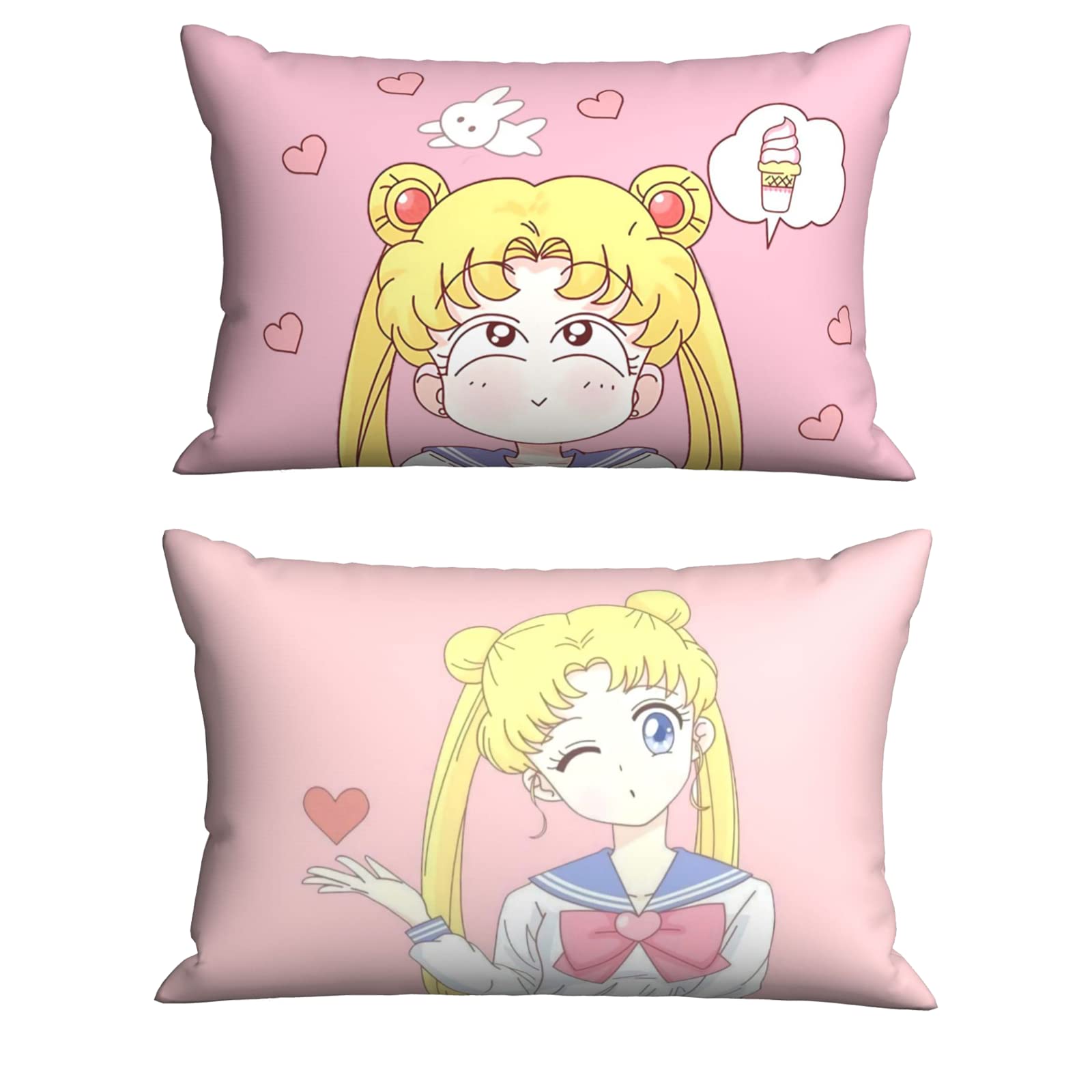 Anime Girls Pillow Cases Set of 2 - Standard/Queen Size 20x30 Inch - Ultra Soft Wrinkle Resistant Pillow Covers for Bedroom Decor - Perfect for Anime Fans, Gift Giving, and Home Styling