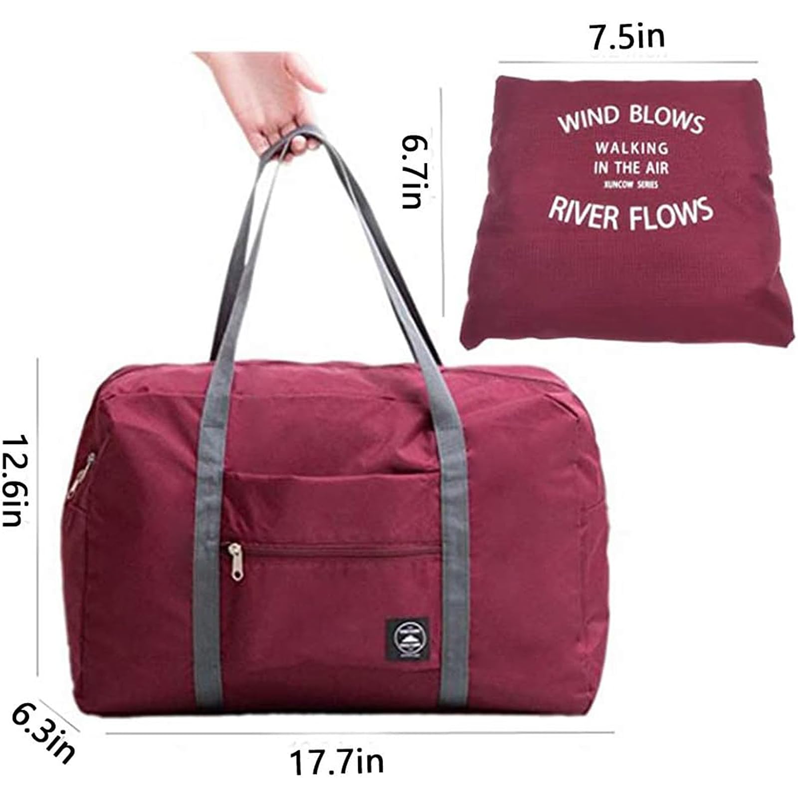 Foldable Travel Duffel Bag - Water Resistant Carry On Luggage for Spirit Airlines, Personal Item Gym Bag for Men & Women - Perfect for Sports, Gym, Weekend Getaways & Overnight Trips (Red)