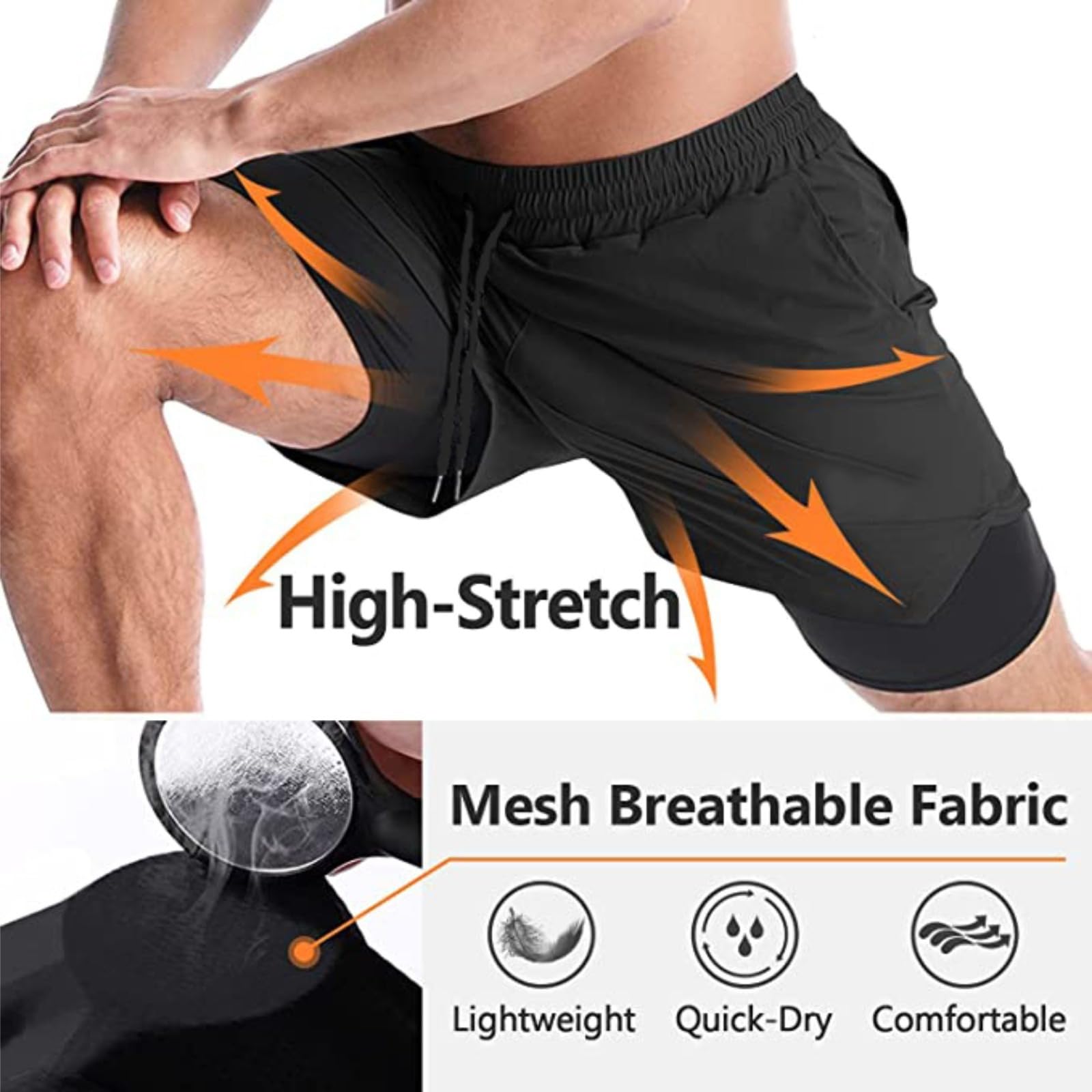 Just Care 2-in-1 Running Shorts for Men - Breathable Gym & Cycling Shorts with Built-in Liner - Perfect for Workouts, Jogging & Sports Activities