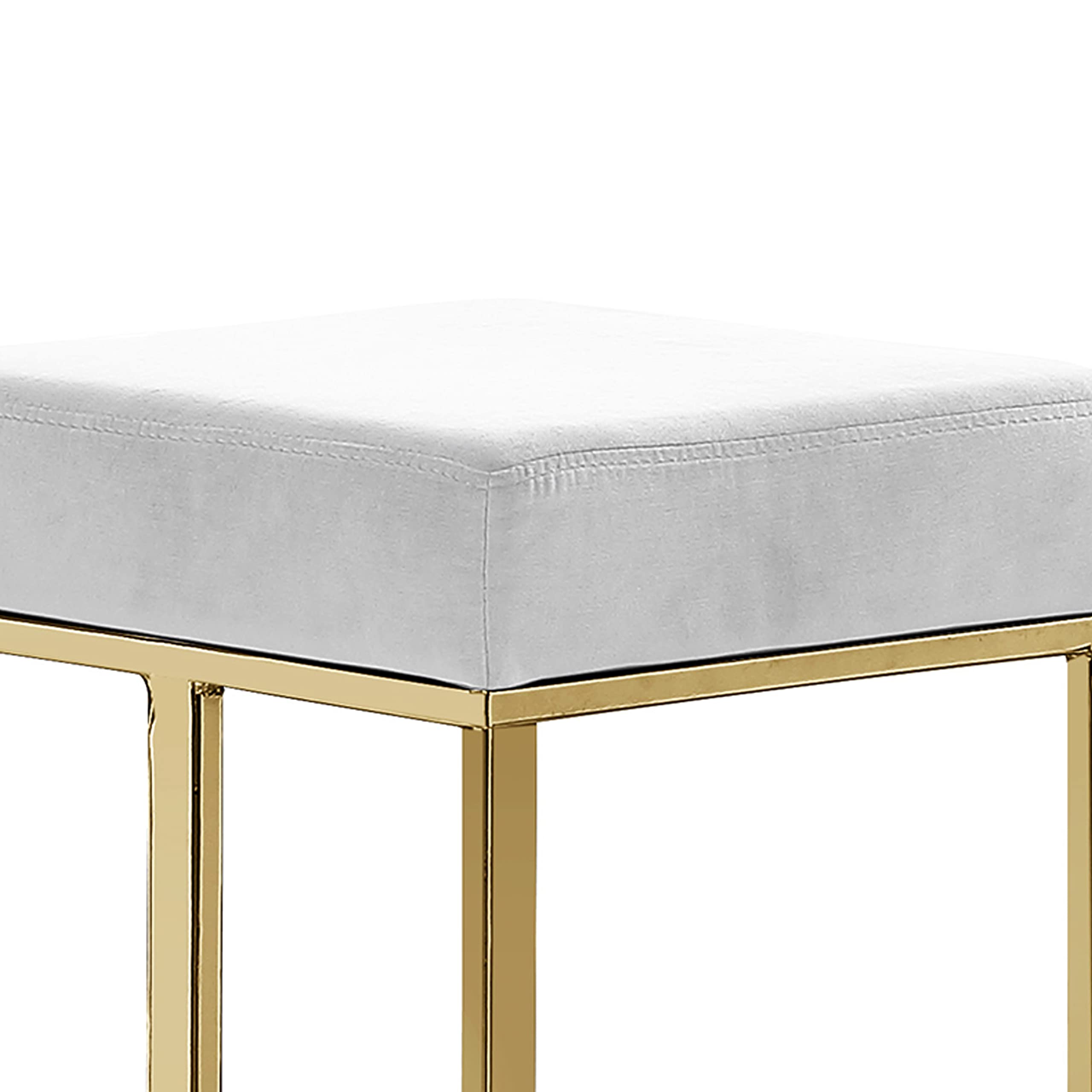 Premium Velvet Backless Bar Stools Set of 2 - Modern Counter Height Stool in White & Gold for Kitchen Island, Breakfast Nook & Home Decor (JL014VW) - Best Master Furniture Dorrington Collection