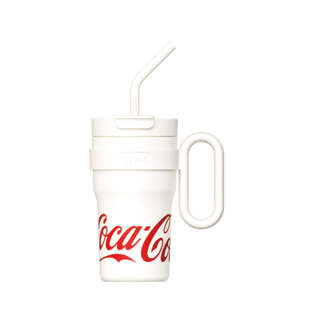 GERM x Coca Cola Stainless Steel Vacuum Insulated Water Bottle with Handle 750ml (25oz) - White - Keeps Drinks Hot/Cold for Hours - Perfect for Office, Gym, Hiking & Outdoor Activities
