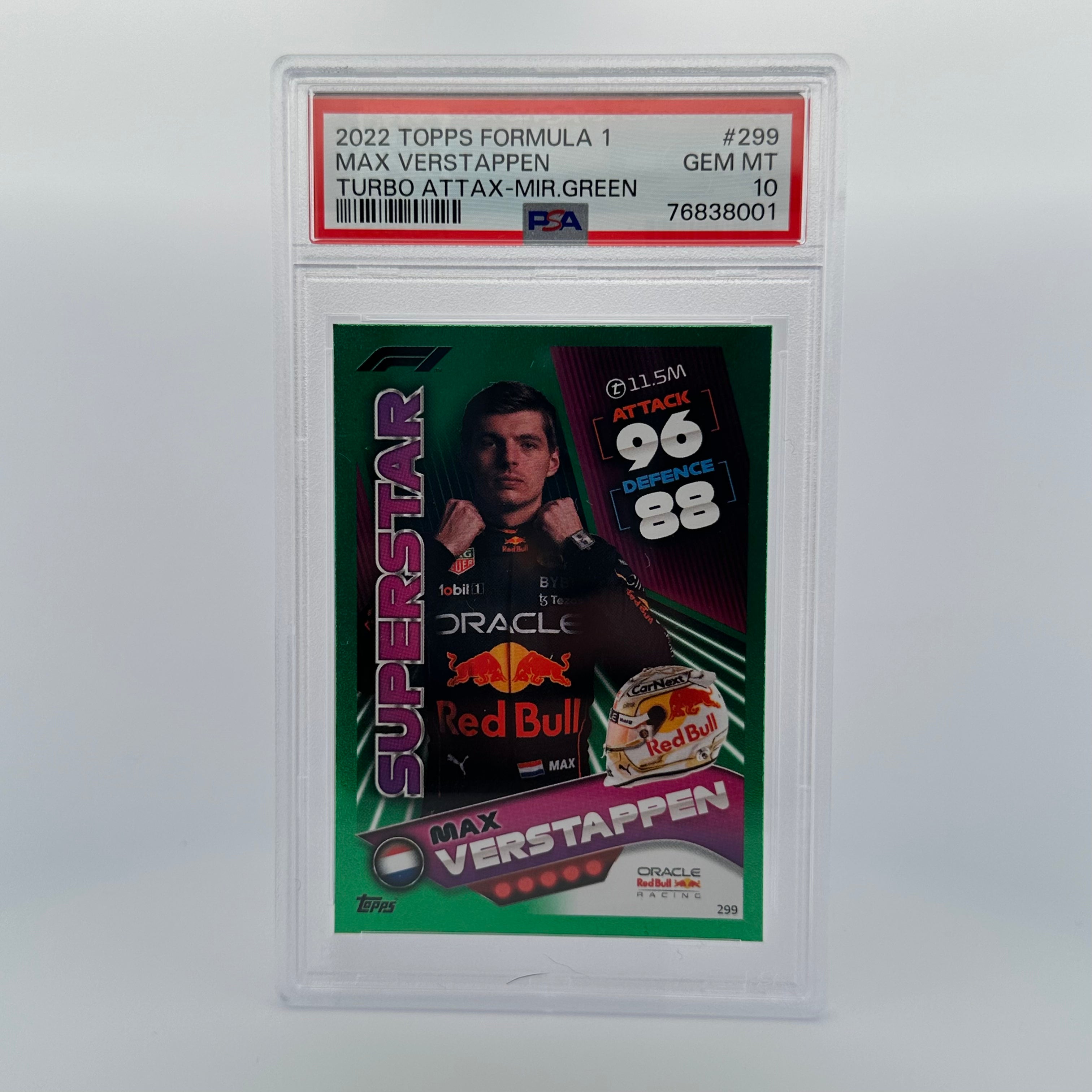 PSA 10 Max Verstappen #299 Mirror Green 401/500 - Limited Edition Trading Card for Collectors & Racing Fans