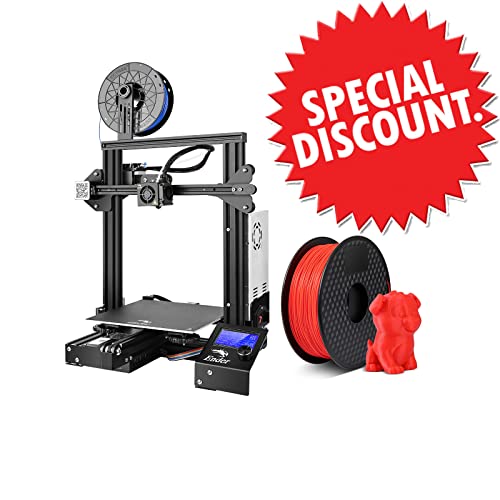Creality Ender 3 Pro Plus 3D Printer with 1.75mm Red PLA Filament - High Precision DIY 3D Printing for Home, School & Office Projects
