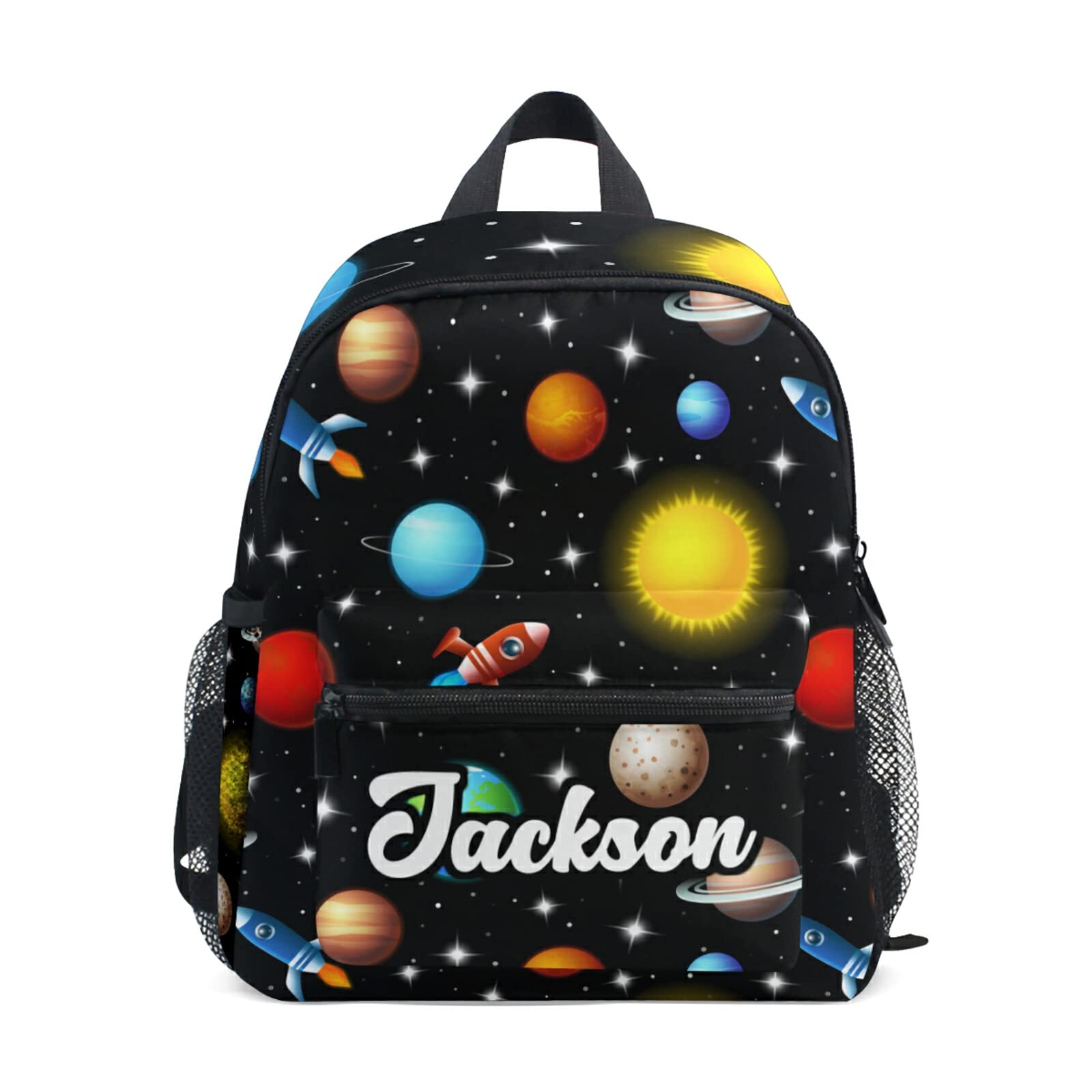 Custom Galaxy Planets Space Backpack for Kids - Personalized with Name/Text, Adjustable Chest Strap - Preschool & Toddler Backpack for Boys & Girls - Perfect for School, Daycare, Travel & Outdoor Adventures
