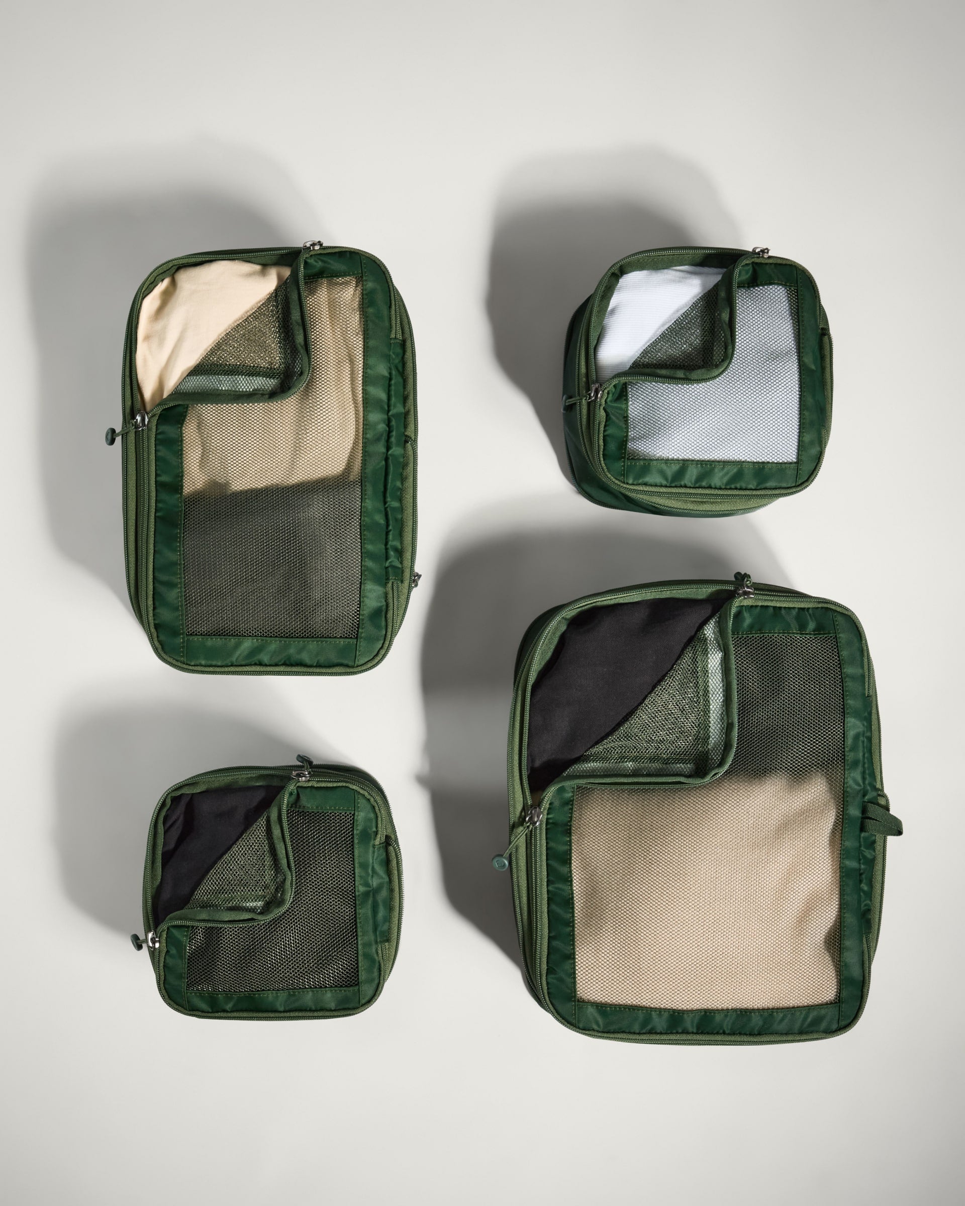 4-Piece Green Packing Cubes Set - Perfect for Travel, Suitcase & Backpack Organization