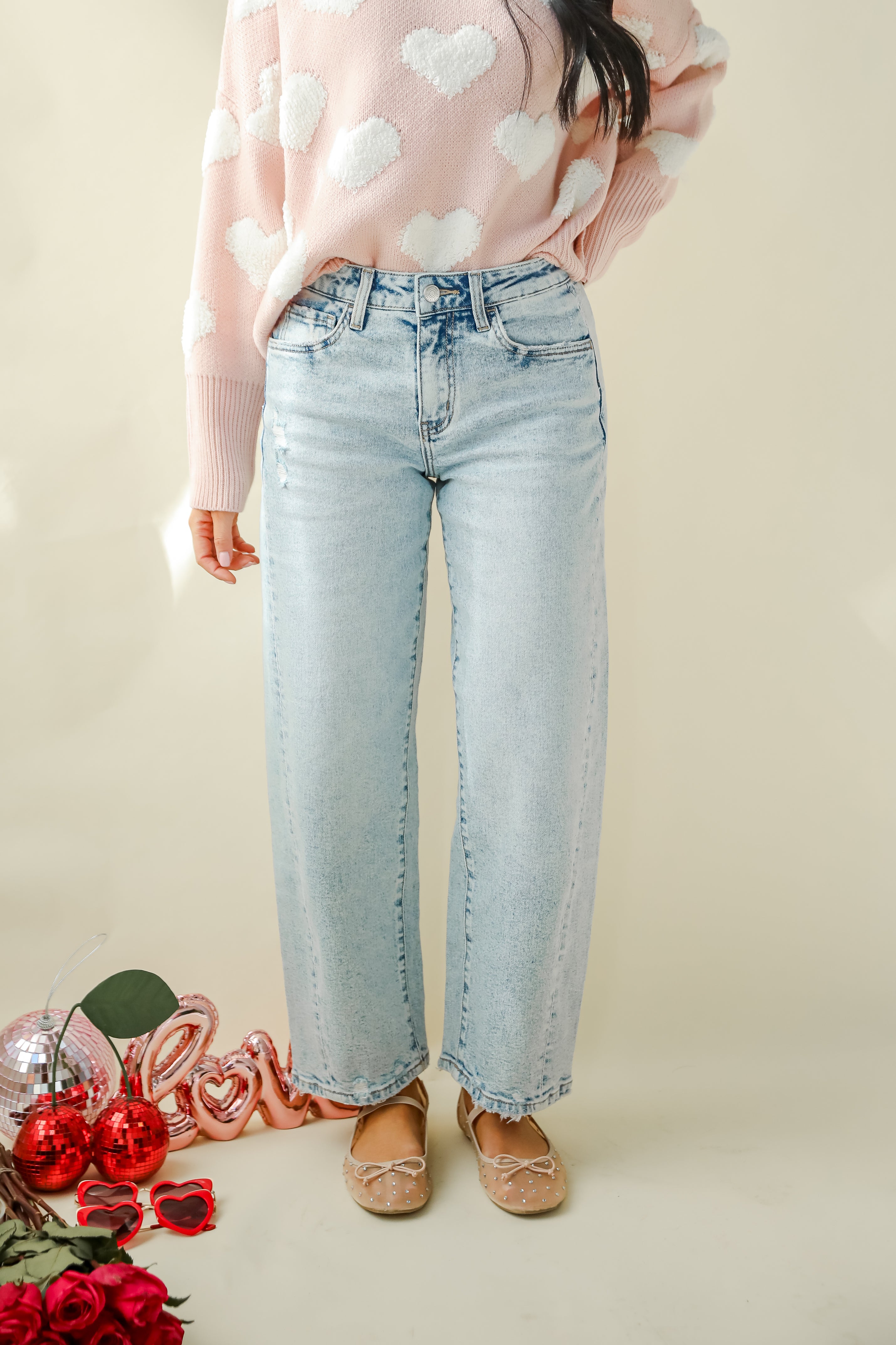 Chelsey Light Wash Barrel Jeans for Women - High Waist Distressed Denim Pants - Casual & Comfortable Stretch Jeans for Everyday Wear | Perfect for Work, Weekend Outings & Date Nights