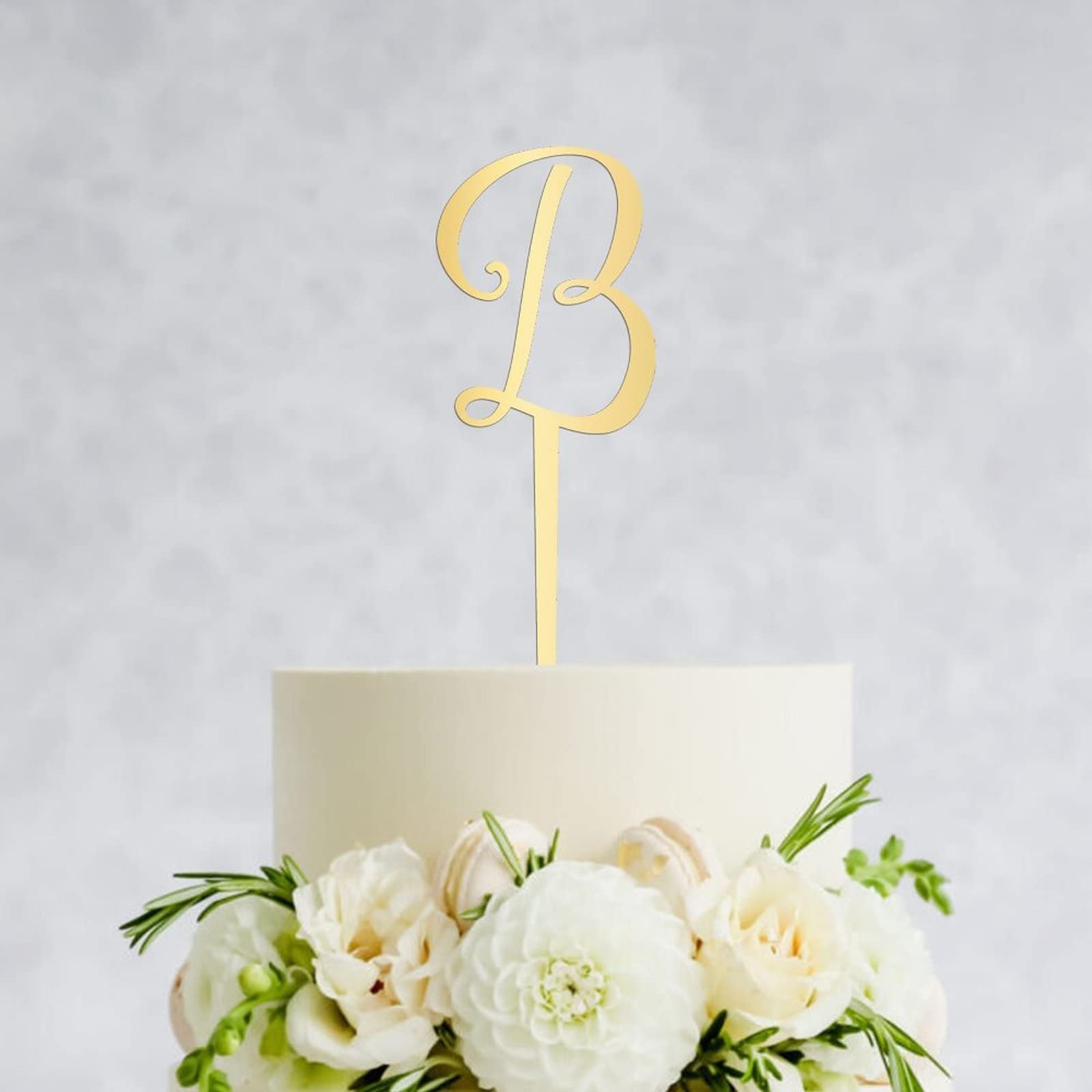 Gold Glitter Letter B Cake Topper - Personalized Acrylic Birthday & Wedding Cake Decoration - Rustic Party Supplies for Birthdays, Weddings & Special Celebrations