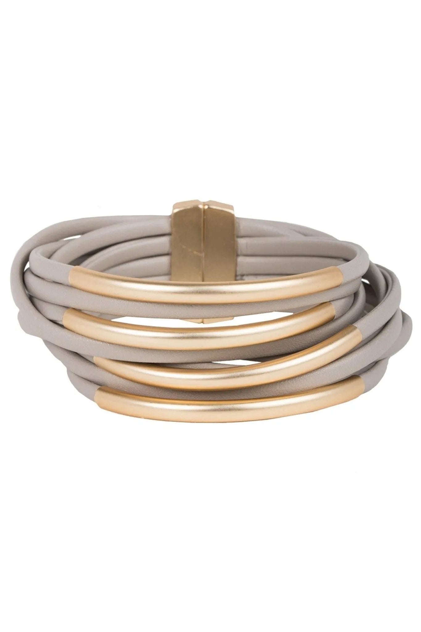Stylish Tubular Leather & Metal Bracelet for Women - Trendy Boho Chic Jewelry for Casual Wear & Special Occasions