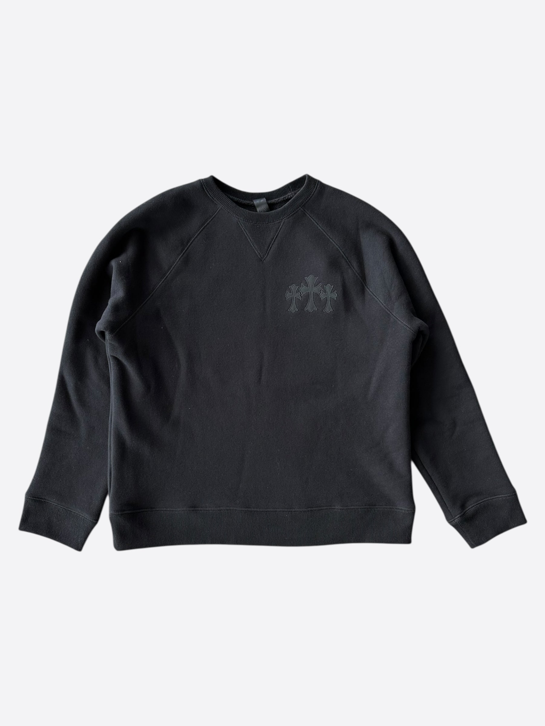 Chrome Hearts Black Triple Cross CH Logo Embroidered Sweater for Men & Women | Gothic Streetwear Fashion | Perfect for Concerts, Parties & Casual Outfits
