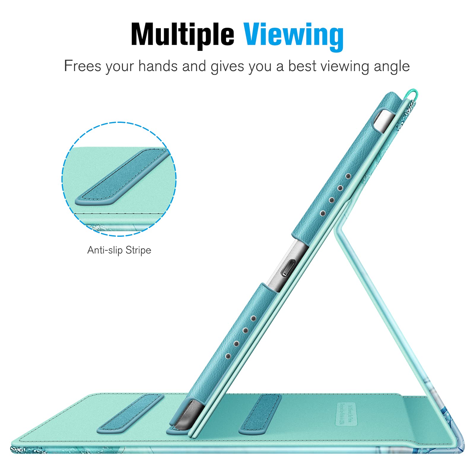 Fintie Protective Case for iPad Pro 9.7 Inch (2016 Model) - Slim Folio Cover with Corner Protection, Multi-Angle Stand, Built-in Pencil Holder & Auto Wake/Sleep Function - Emerald Marble Design - Perfect for Work, Study & Travel