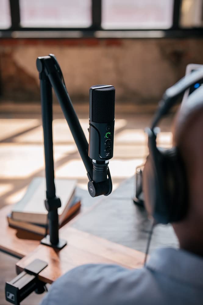 Sennheiser Professional USB Condenser Microphone Kit with Boom Arm - Studio Quality Streaming Mic for Podcasting, Gaming & YouTube (Includes 3m USB-C Cable & Mic Pouch) - Perfect for Home Studio & Live Broadcasts