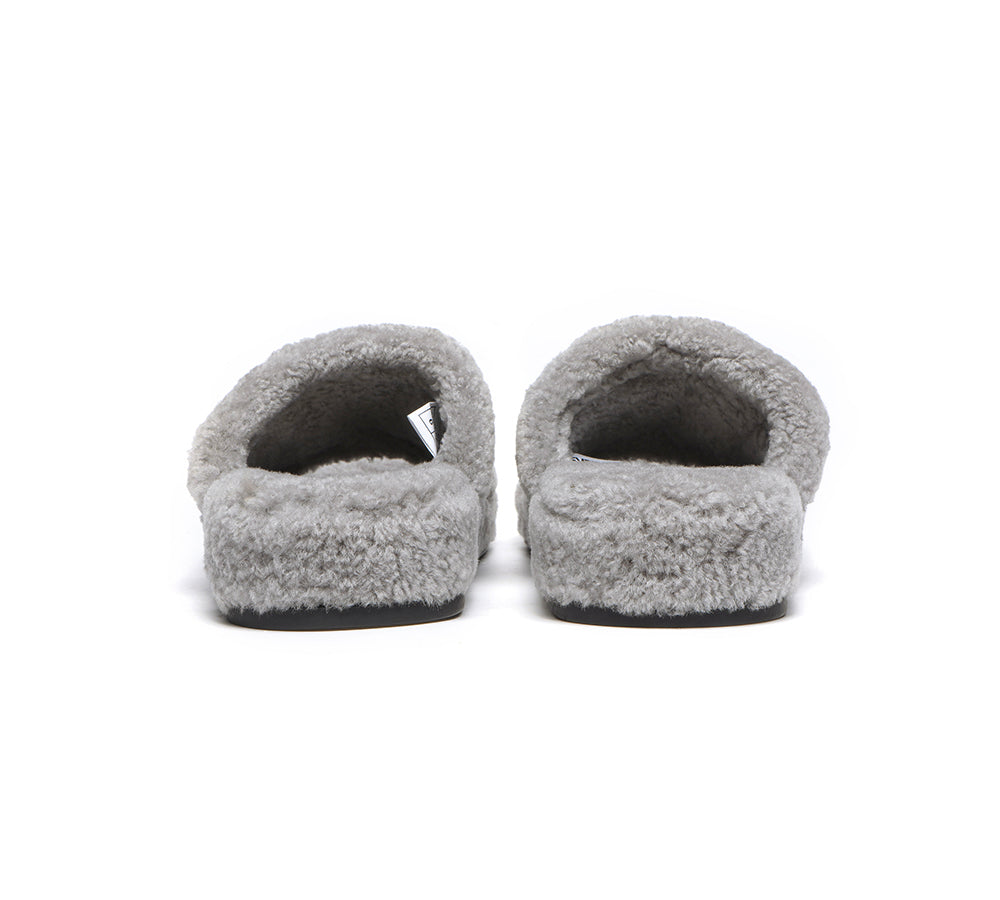 EVERAU® Women's UGG Slippers - Cozy Curly Sheepskin Wool Indoor/Outdoor House Shoes for Winter Comfort & Warmth | Perfect for Home, Office & Travel