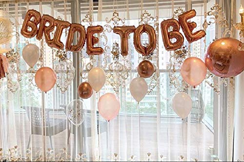 Tellpet Bride to Be Letter Balloons Banner - Rose Gold 16 Inch Bridal Shower Decorations, Bachelorette Party Supplies for Wedding, Engagement, Photo Backdrop