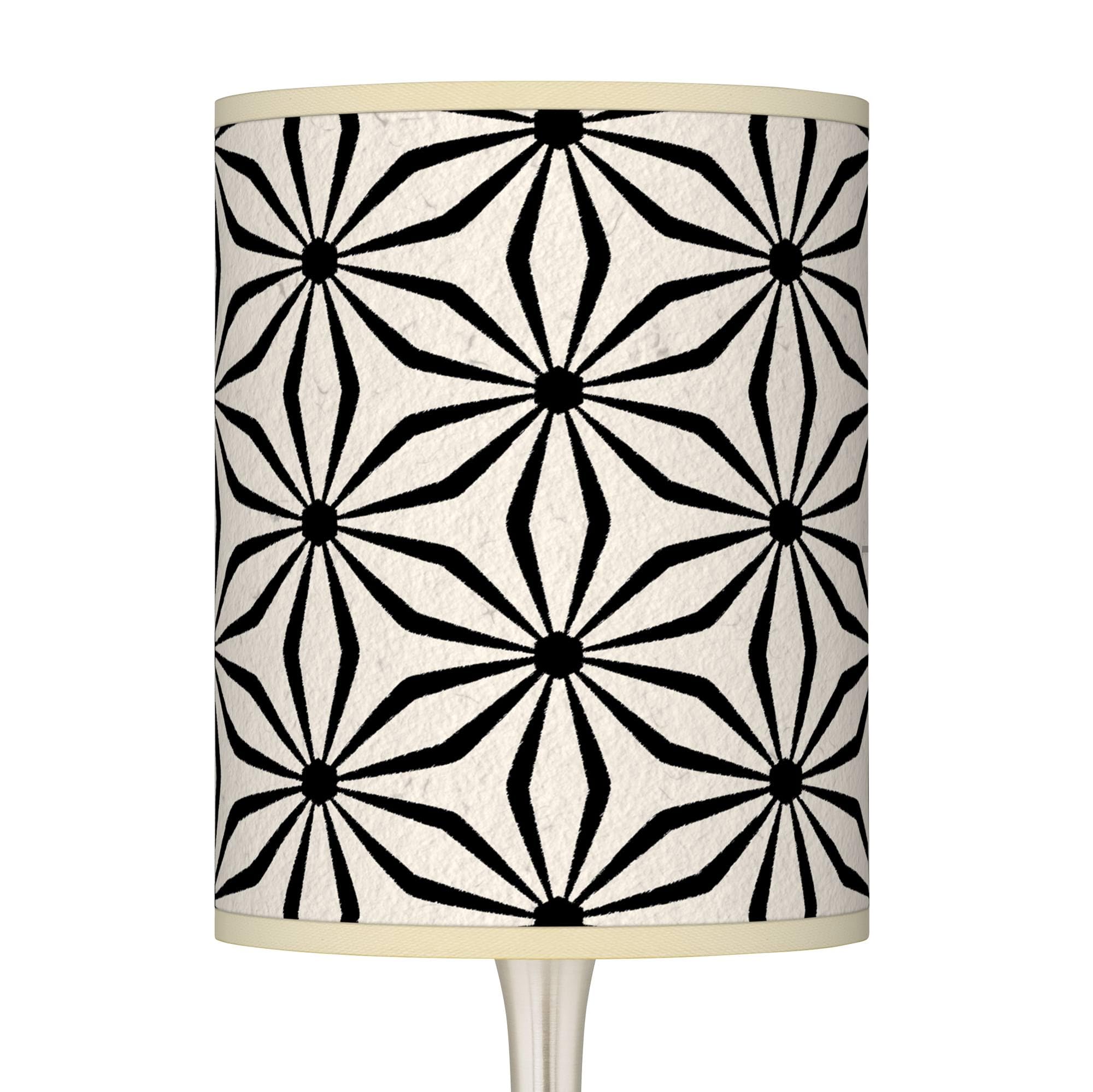 Modern Kaleidoscope Flowers Giclee Print Table Lamp with Droplet Design & Fabric Shade - Perfect for Living Room, Bedroom, and Office Decor