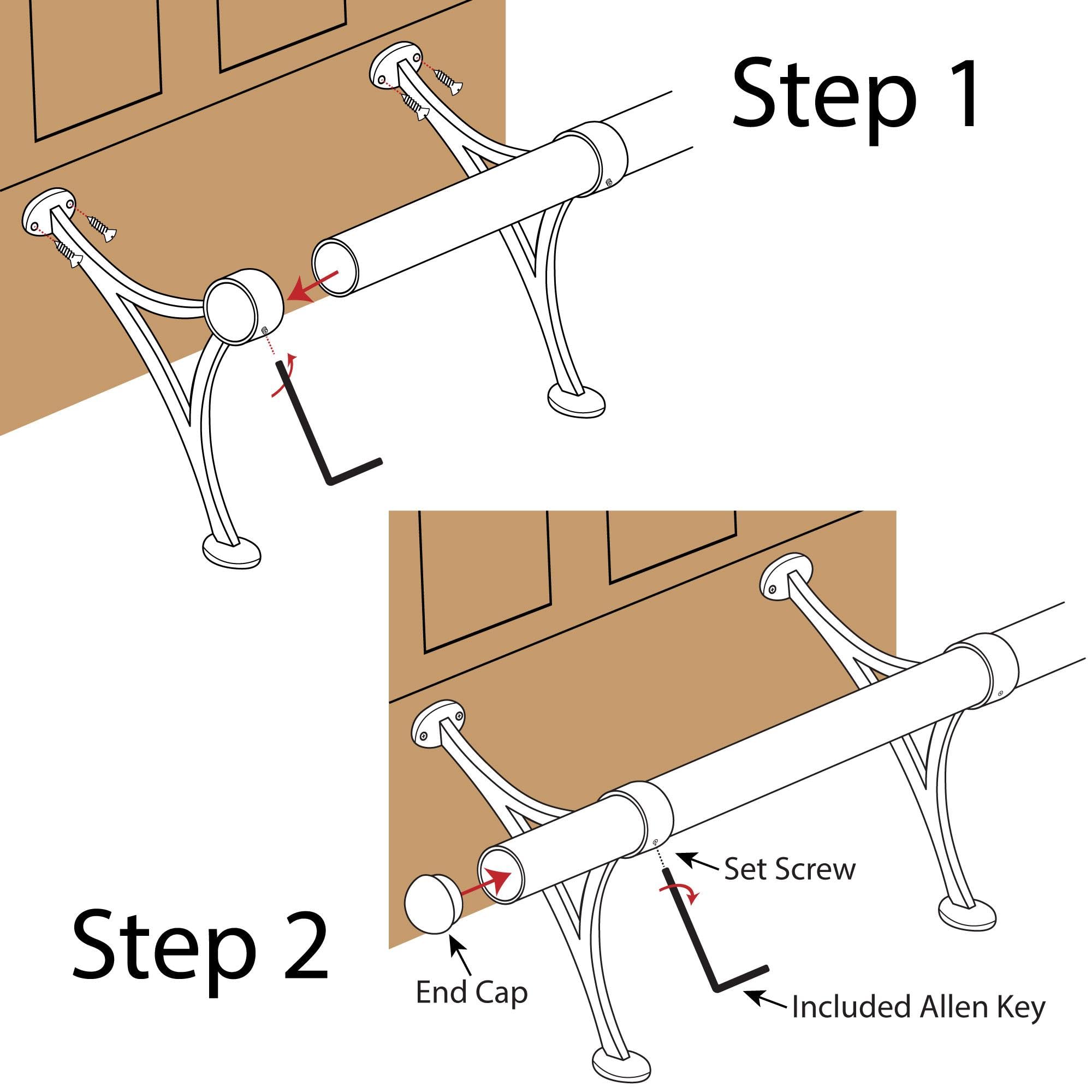 Outwater 6 Foot Bar Foot Rail Kit - Complete Undercounter Mount Hardware with Tubing, Dome End Caps in Oil Rubbed Bronze Finish for Home Bars and Pubs