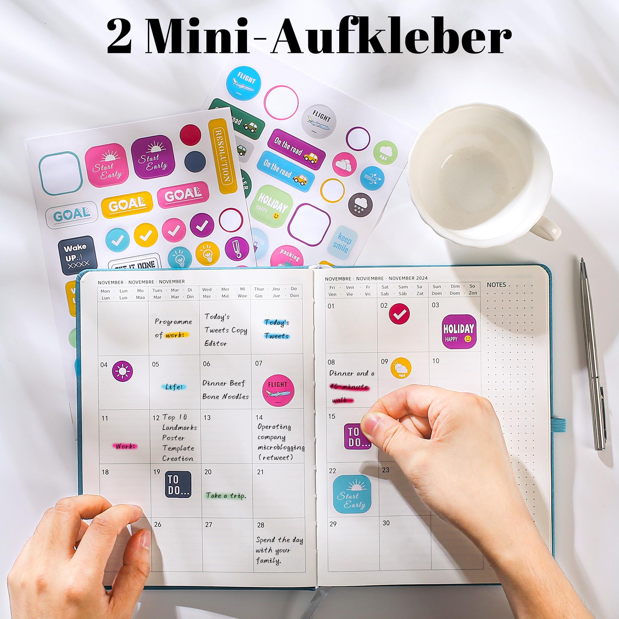 Jokisa 2024-2025 Weekly & Daily Planner - 17 Month Vertical School Planner from August 2024 to December 2025 with Pen Holder, Bookmark & Stickers (22 x 16 cm) - Perfect for Students, Teachers & Office Organization