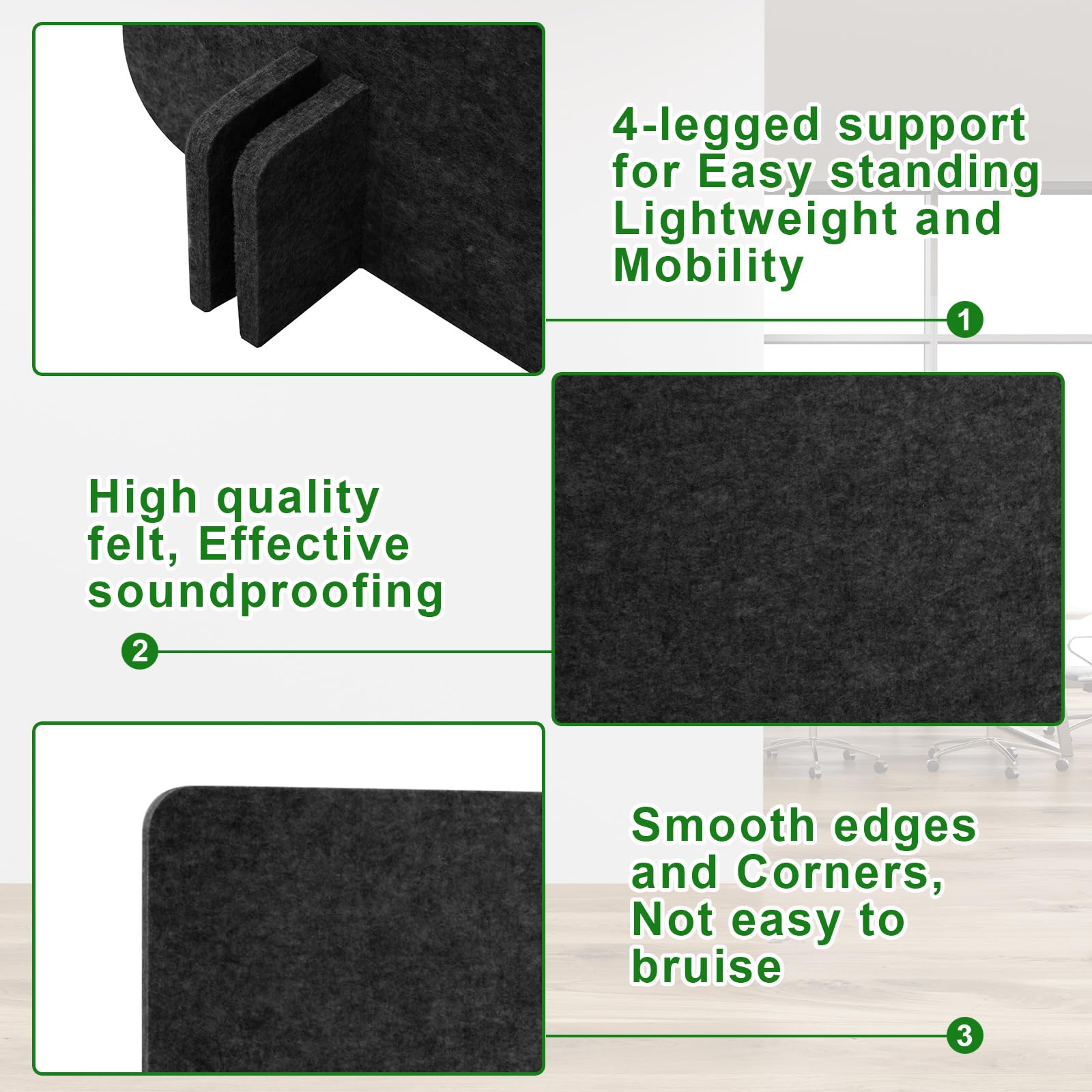 Kisston 6 Pack Acoustic Desk Dividers 24x24 Inches - Freestanding Office Privacy Panels for Noise Reduction & Visual Distraction Control - Ideal for Students, Reception Areas & Open Workspaces (Dark Gray)