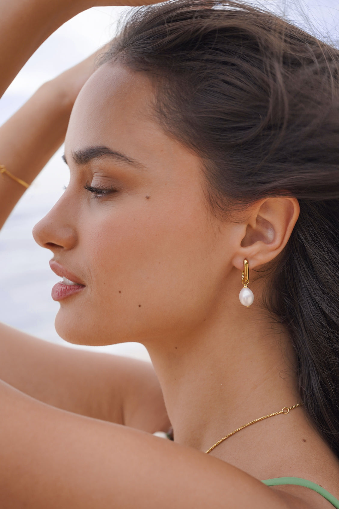 Pearl Drop Link Earrings for Women - Elegant Dangle Pearl Jewelry for Wedding, Party & Special Occasions