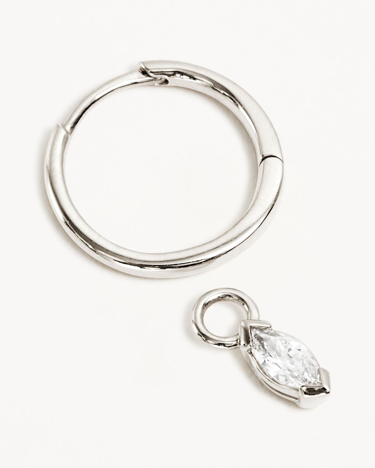 14K Solid White Gold Floating Petal Lab Grown Diamond Hoop Earrings for Women - Elegant Everyday Jewelry & Special Occasion Gift