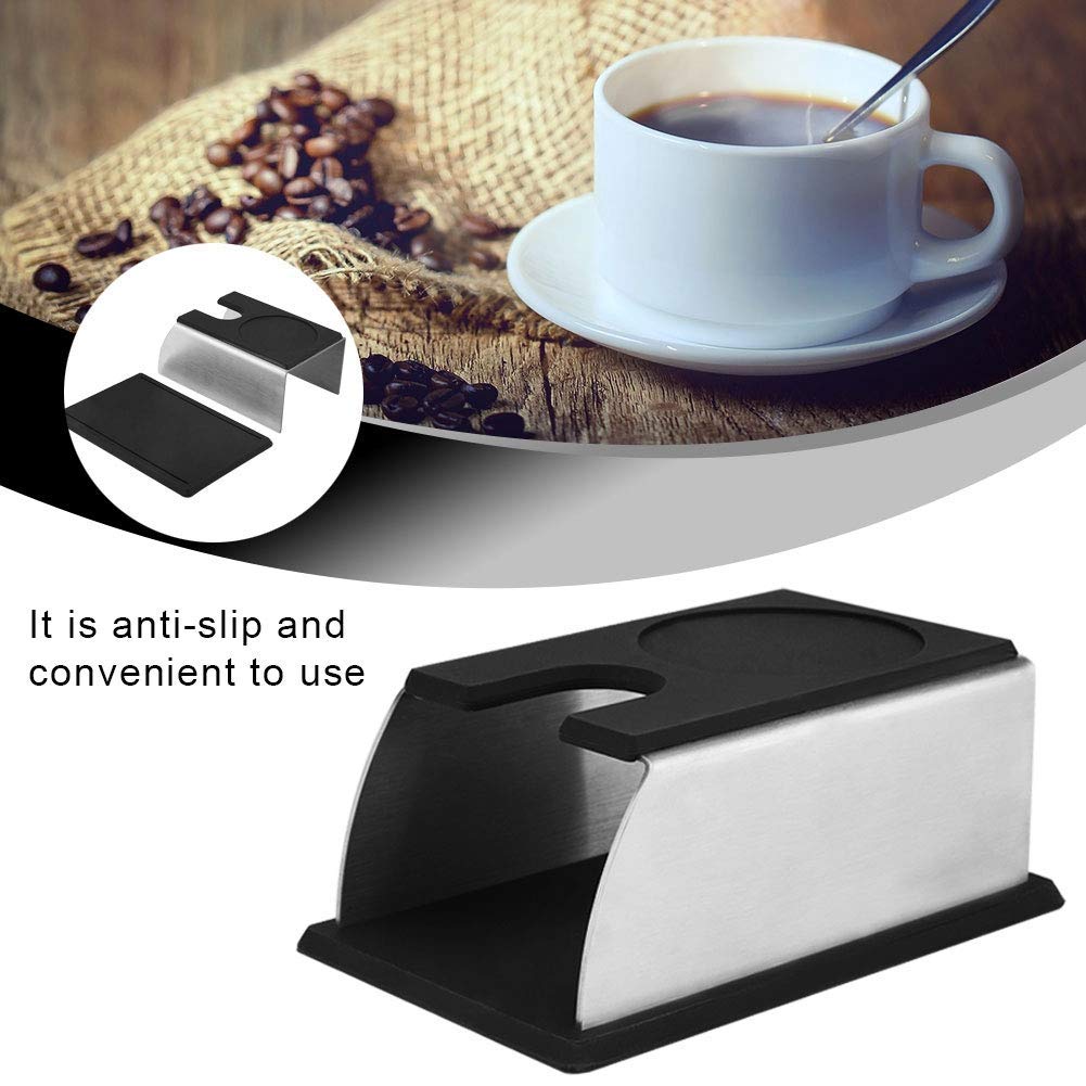 Premium Black Stainless Steel Coffee Tamper Stand - Heavy Duty Espresso Tamping Base Holder for Baristas & Home Brewing - Perfect for Coffee Shops, Kitchens & Professional Barista Stations