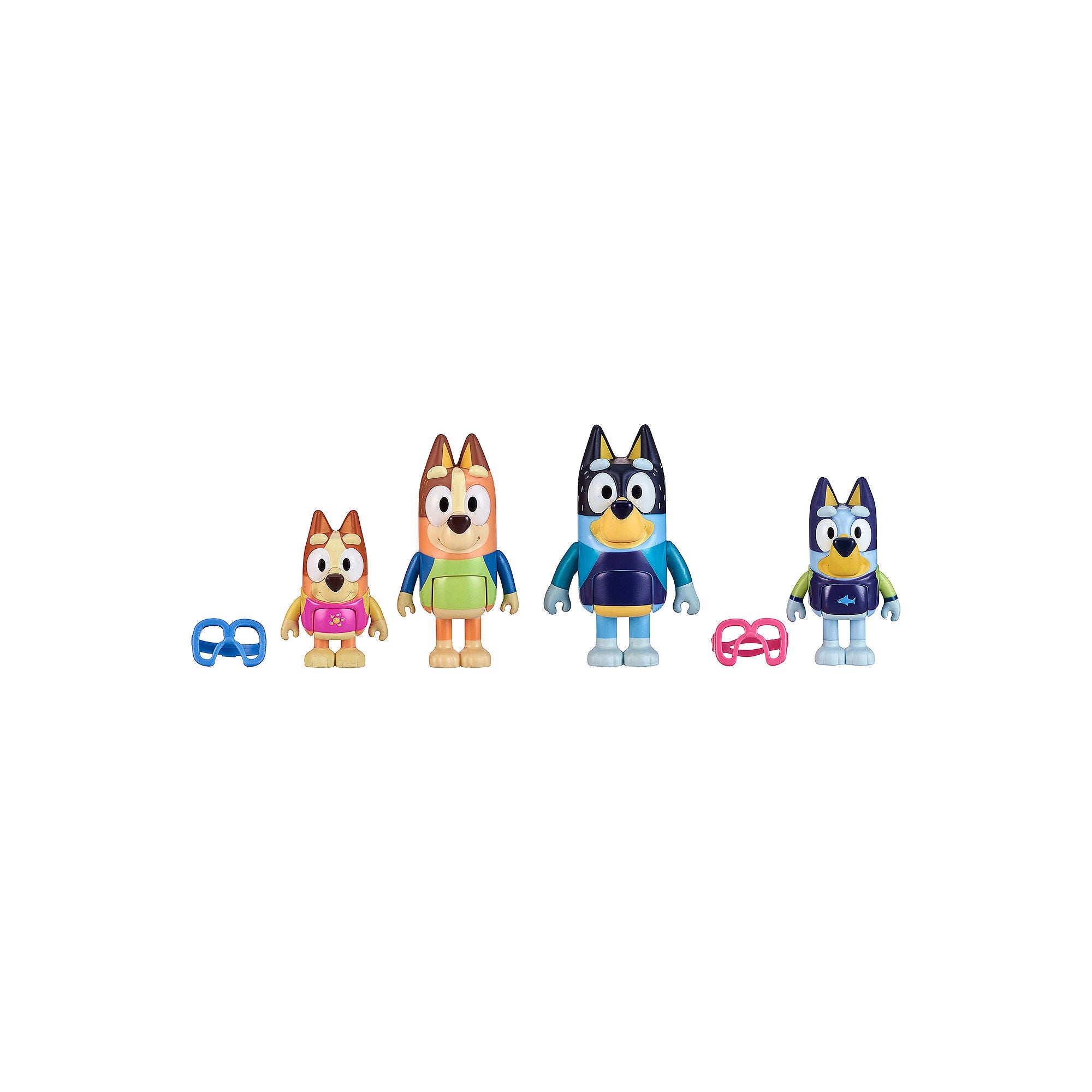 Bluey Beach 4-Pack Action Figures - Official Bluey Characters for Kids' Playtime, Collectible Toys for Beach Adventures and Imaginative Play