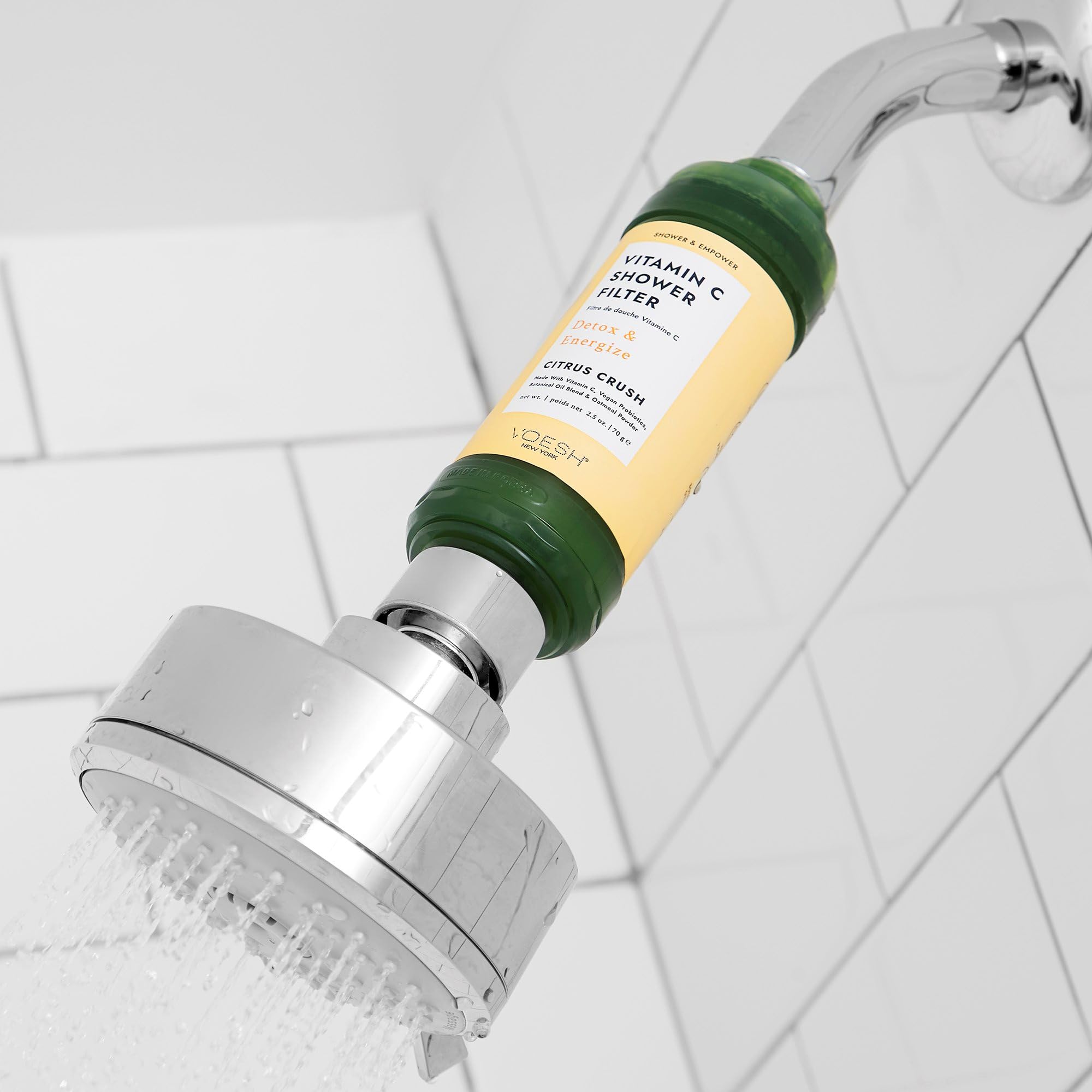 VOESH Vitamin C Shower Filter - Aromatherapy Shower Head with Water Purifier & Softener | Vegan Probiotic Spa Filter for Self-Care | Perfect for Dry Skin Relief & Relaxing Bathroom Experience