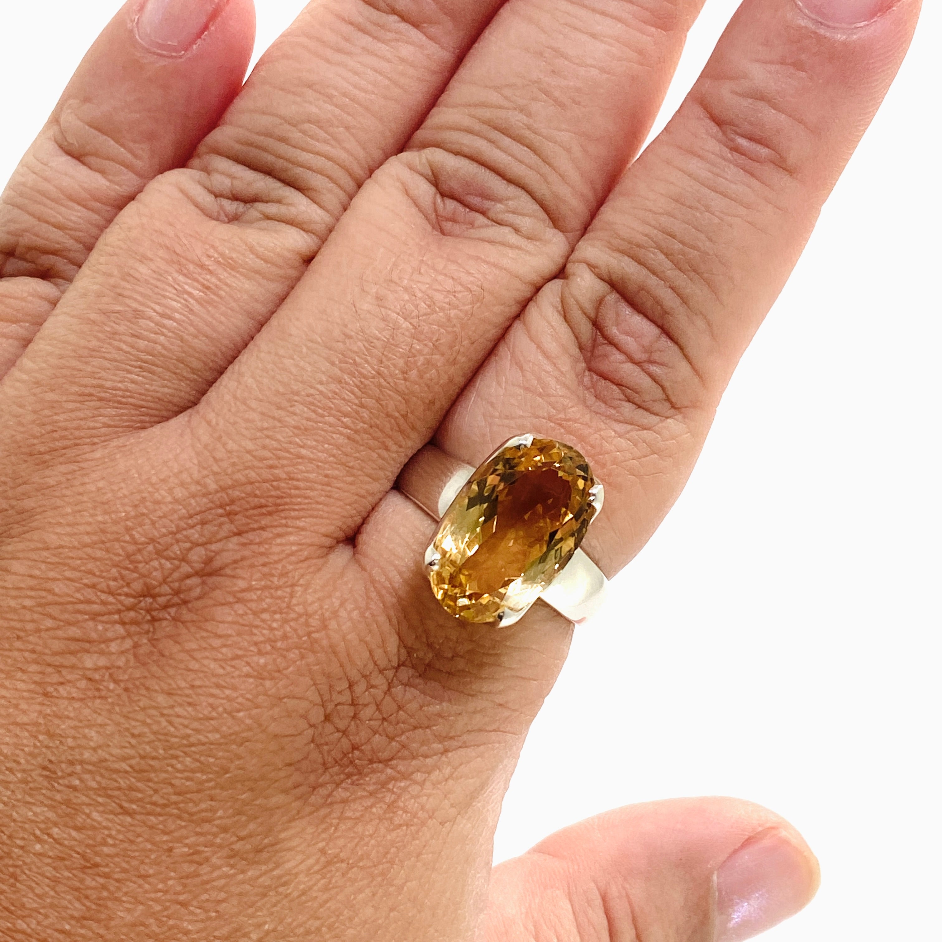 Natural Citrine Oval Faceted Ring - Size 12 PRGJ910 - Elegant Jewelry for Women, Perfect for Weddings, Parties & Special Occasions