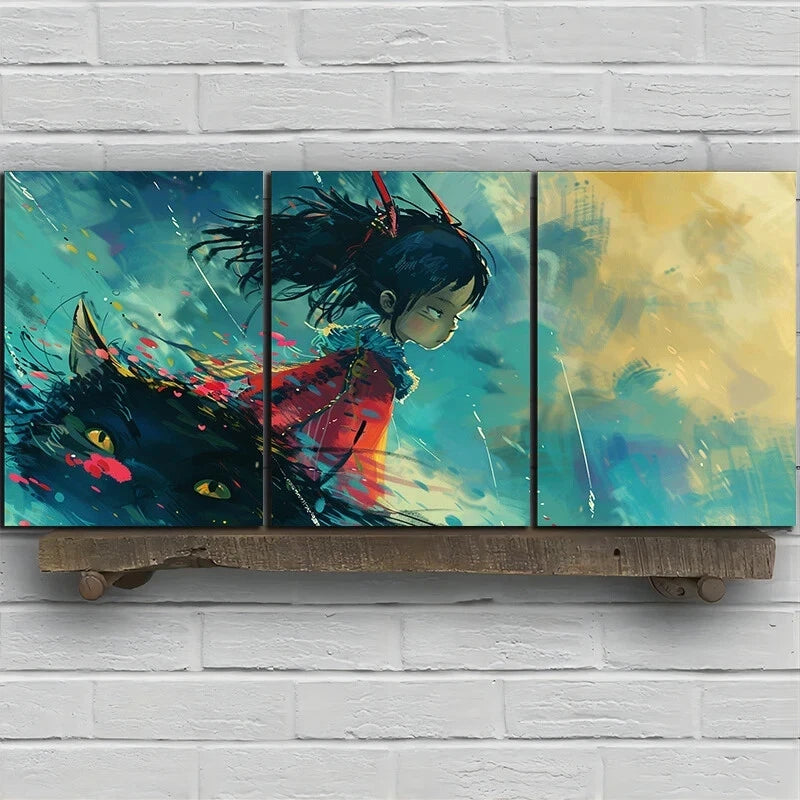 3-Piece Abstract Cat Modern Vibrant Metal Wall Art Prints - Ready to Hang Home Decor for Living Room, Bedroom & Office