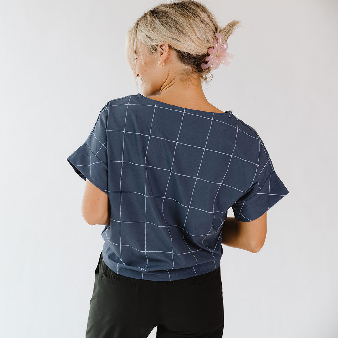 Boss Tee - Premium Indigo Windowpane Cotton T-Shirt for Men | Casual Wear, Street Style & Everyday Comfort