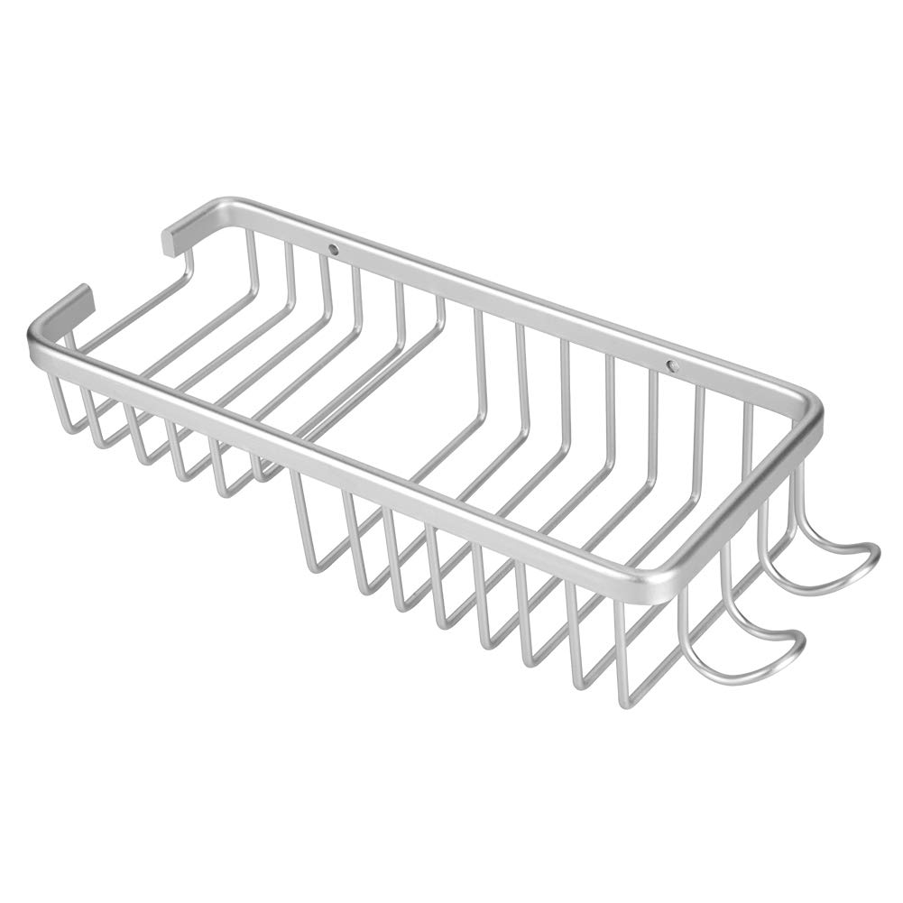 Silver Aluminum Alloy Wall Mounted Storage Shelf - Bathroom & Kitchen Organization Rack for Toiletries, Spices & Utensils | Space-Saving Home & Apartment Storage Solution