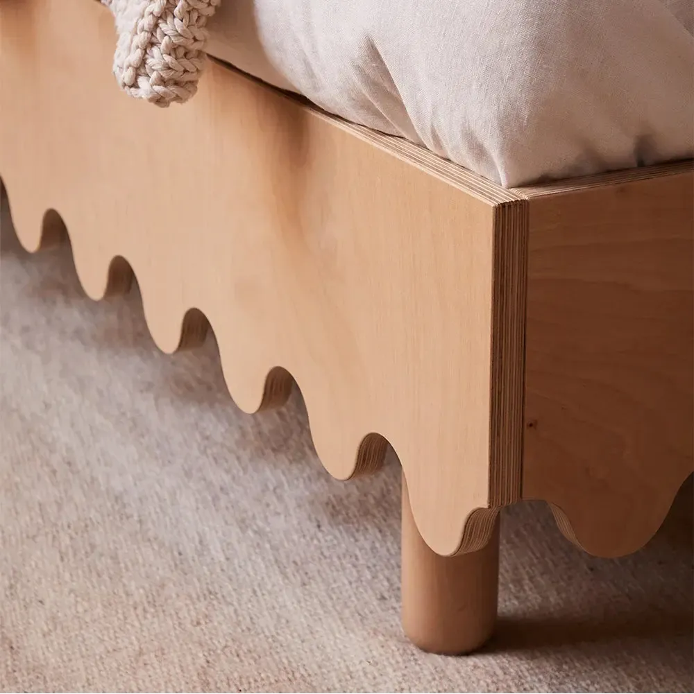 Oeuf Moss Twin Bed in Birch Wood - Modern Scandinavian Kids Bedroom Furniture for Toddlers & Teens - Perfect for Nursery, Bedroom, or Guest Room