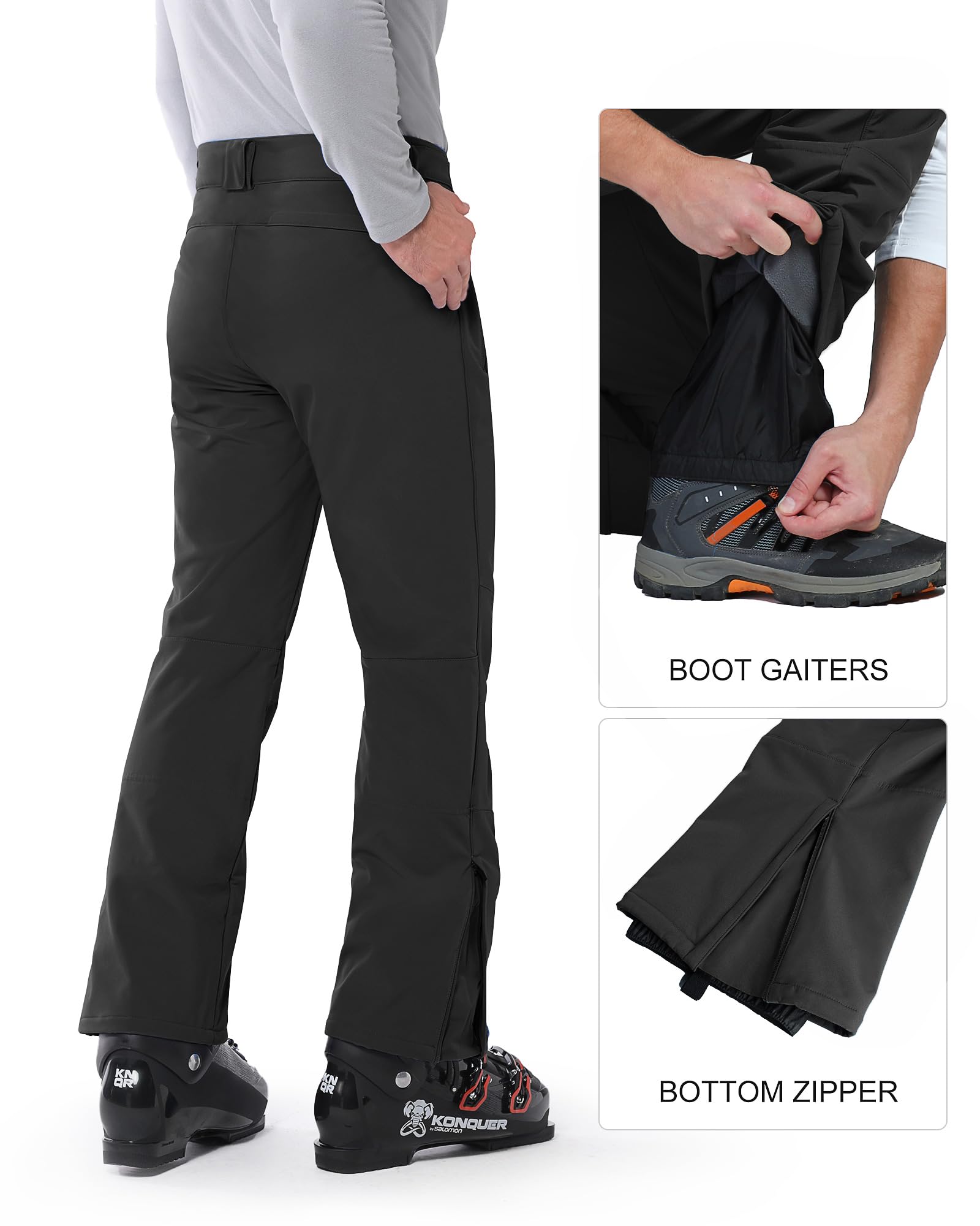 **Men's Waterproof Insulated Snow Bibs - Winter Ski Pants for Snowboarding & Outdoor Activities - Detachable Warm Overalls for Cold Weather Adventures**
