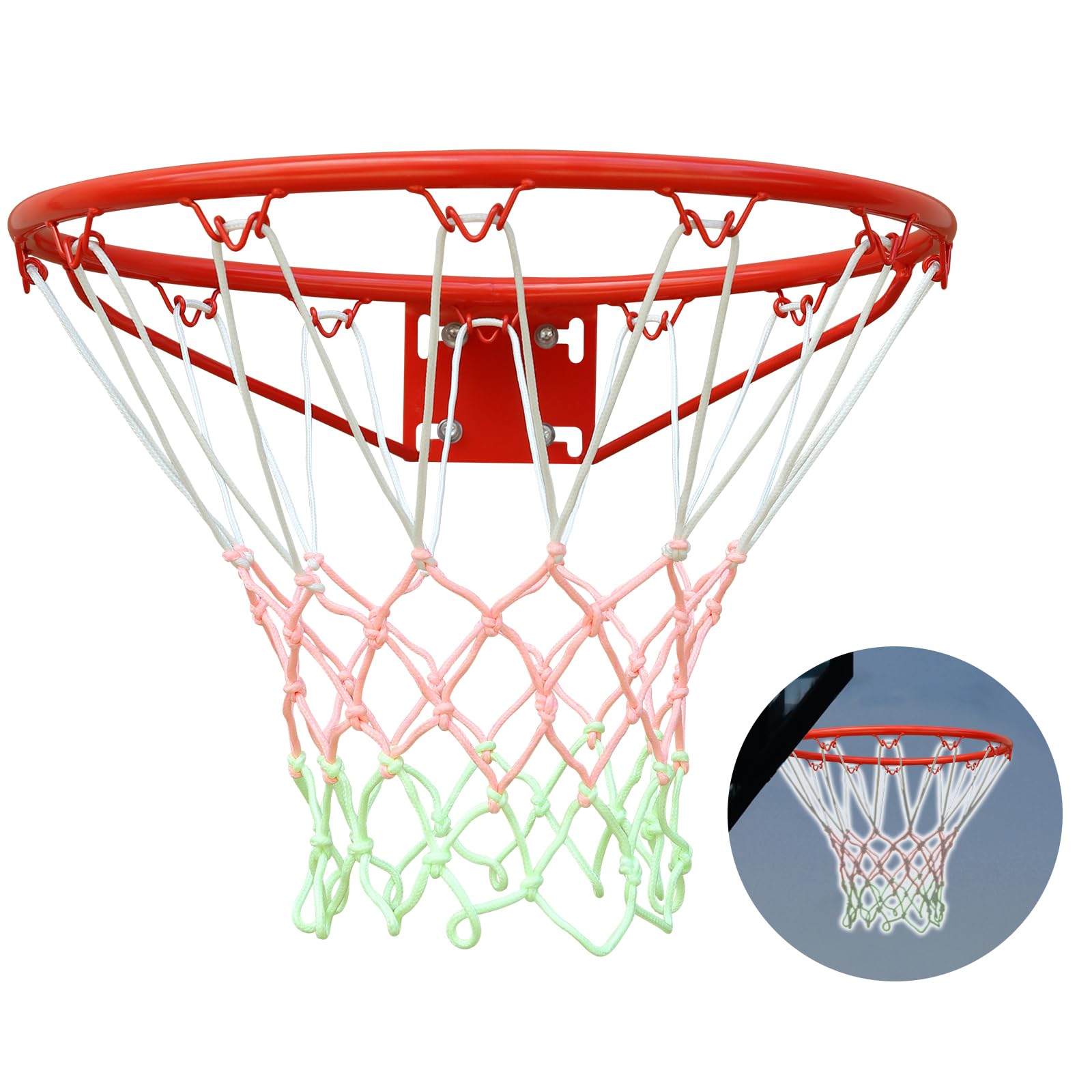 Glow in The Dark Basketball Net - LED Light Up Basketball Hoop Accessories for Outdoor & Indoor Play - All Weather Durable Replacement Net for Night Games & Backyard Fun