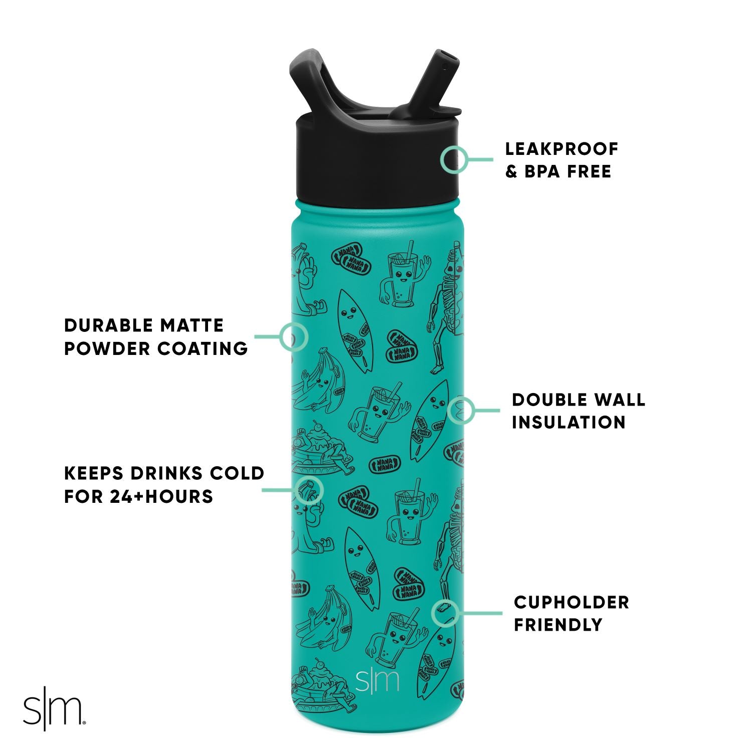 Summit Insulated Water Bottle with Straw Lid - Leak Proof, BPA Free Stainless Steel Thermos for Hiking, Gym & Outdoor Activities