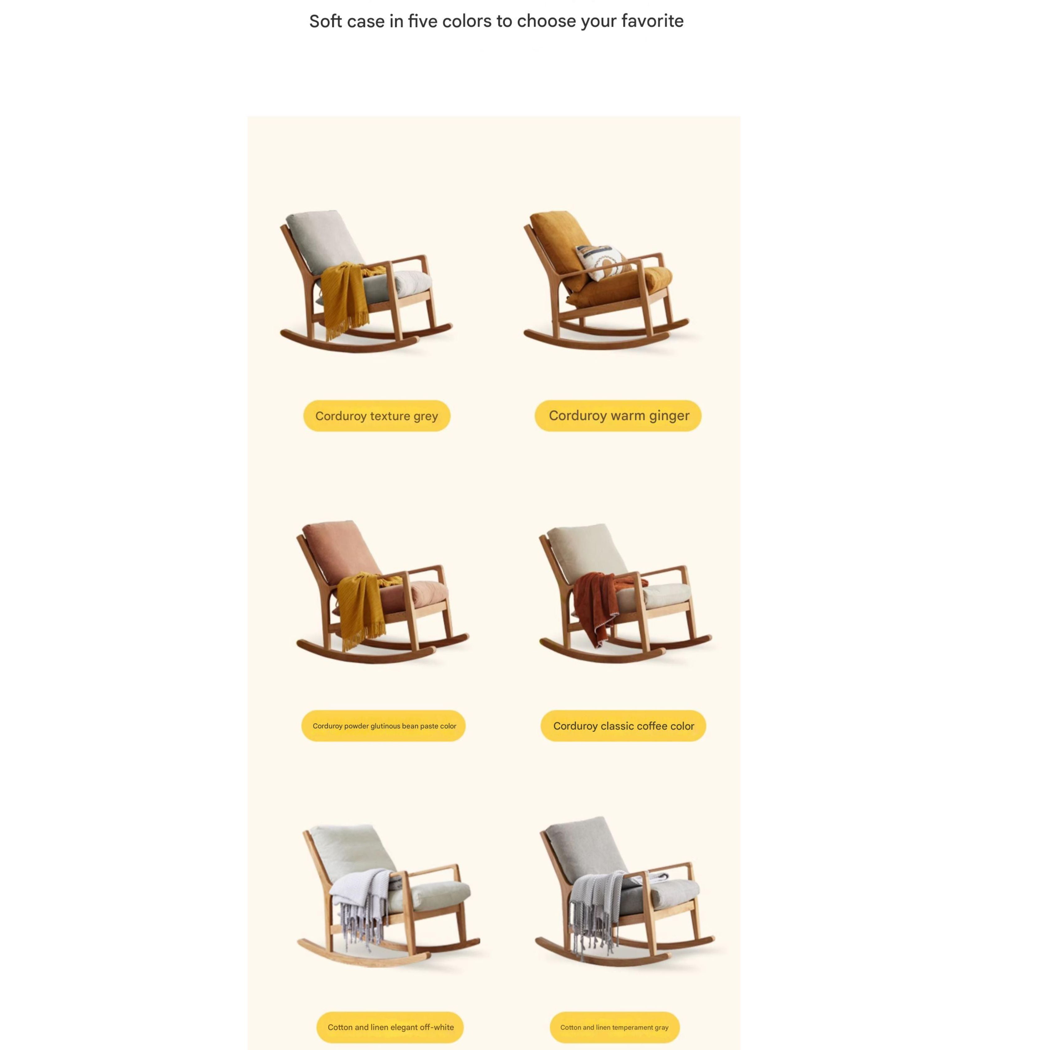 Solid Oak Wood Single Lazy Rocking Chair - Comfortable Recliner for Living Room, Bedroom, or Nursery - Perfect for Relaxing, Reading, and Napping