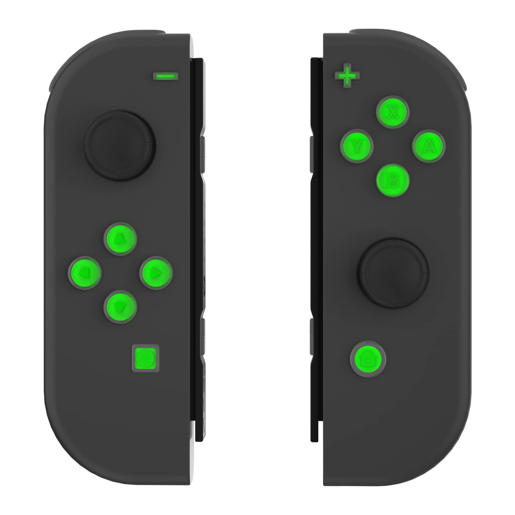 ExtremeRate Custom Two-Tone Jelly Buttons for Nintendo Switch JoyCon - Green & Clear ABXY Directional Buttons with Symbols (Home/Capture/+/- Keys) | DIY Replacement Face Buttons for Switch & Switch OLED | Perfect for Gaming, Modding & Controller Customization