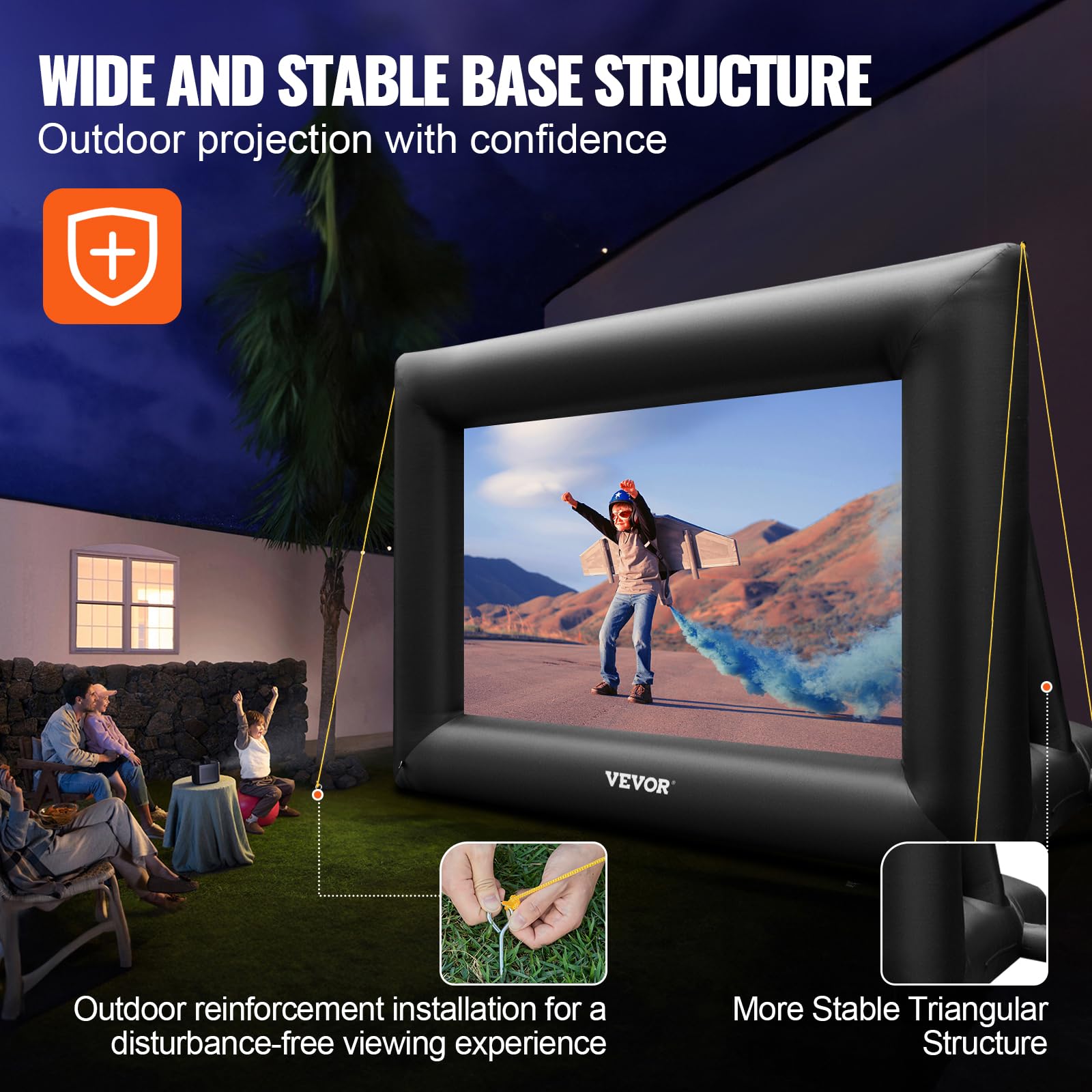 VEVOR 120-Inch Inflatable Outdoor Movie Screen with 350W Air Blower - Portable Front/Rear Projection Screen, Durable Oxford Fabric for Backyard, Camping & Drive-in Theater Night