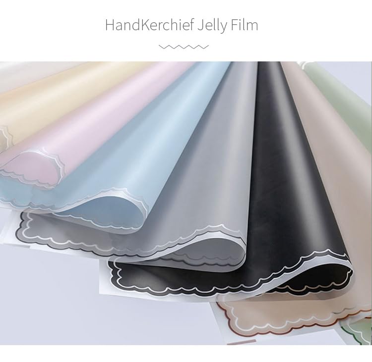 Zarwani 10 Sheets Frosted Flower Wrapping Paper with Wavy Lines - Elegant Gray Gift Wrap for Christmas Presents, Korean Bouquet Packaging, DIY Arts & Crafts | Perfect for Holiday Gifts, Birthday Presents & Party Decorations