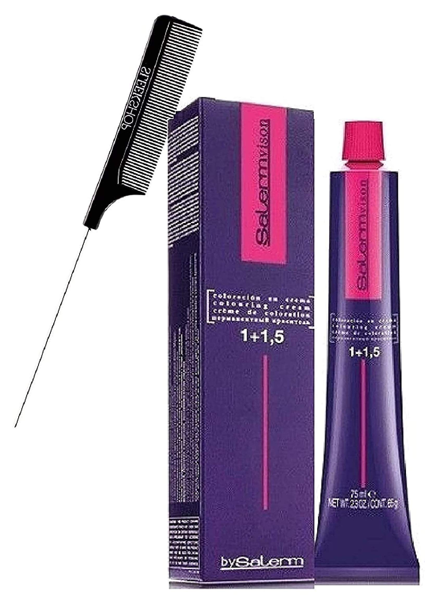 Salerm Cosmetics VISION Permanent Hair Color Cream - 7.6 Reddish Blonde with Gray Coverage in 30 Minutes (Includes Steel Pin Rat Tail Comb) | Professional At-Home Hair Dye for Women & Men, Long-Lasting Vibrant Color for All Hair Types - Perfect for Touch-Ups, Salon-Quality Results & Special Occasions