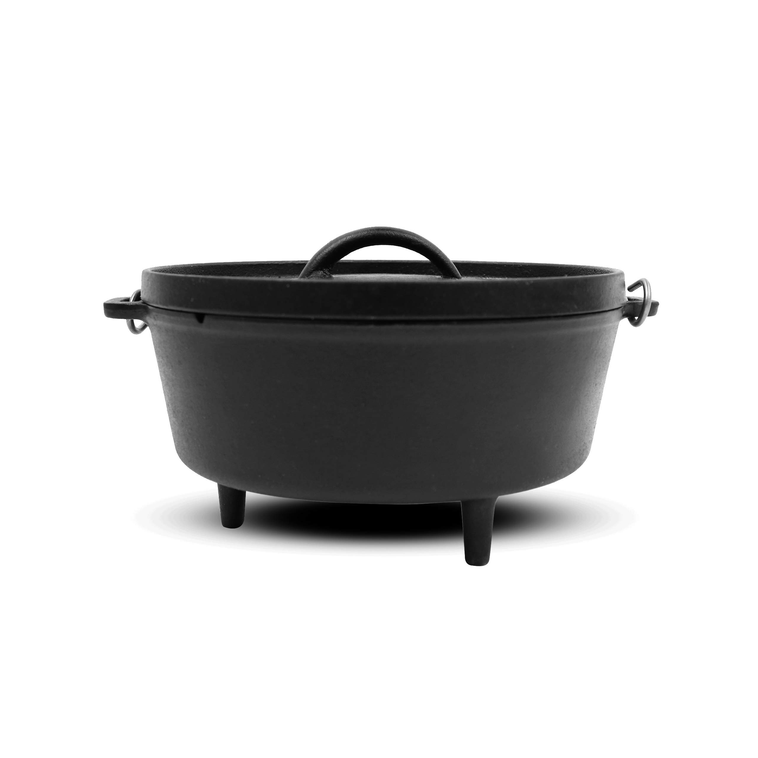 Pit Boss 14 Inch Cast Iron Dutch Oven with Lid - Black Enameled Cookware for Baking, Roasting, and Braising - Perfect for Camping, Outdoor Cooking, and Home Kitchen Use