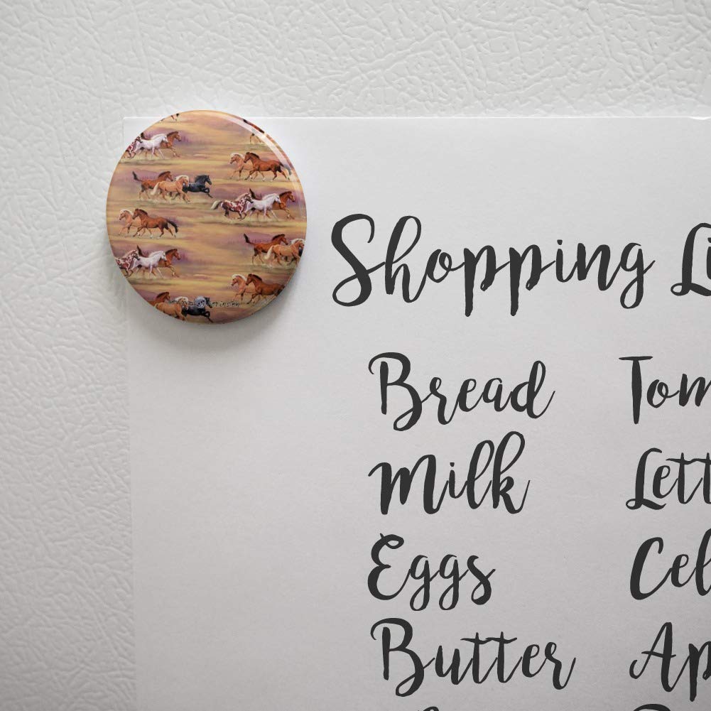 Wild Running Horses Design Refrigerator Magnet - Decorative Kitchen Fridge Locker Button - Perfect for Home, Office & Dorm Room Decor