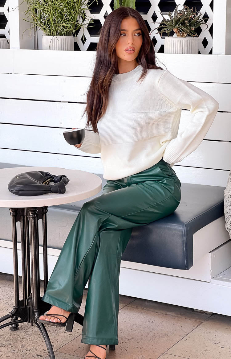 Stylish Forest Green PU Leather Pants for Women - Trendy High Waist Vegan Leather Trousers for Casual Outfits & Night Out