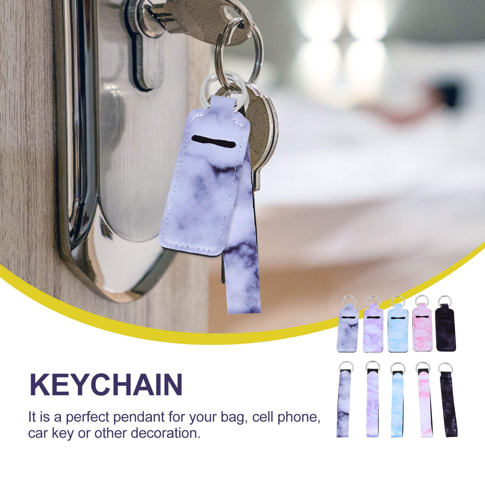 EXCEART 10pcs Neoprene Keychain Suit Holder - Durable Key Chain with Lipstick Holder, Key Ring & Chopstick Clip - Perfect for Office, Gym, Travel & Daily Essentials Organization (Black)